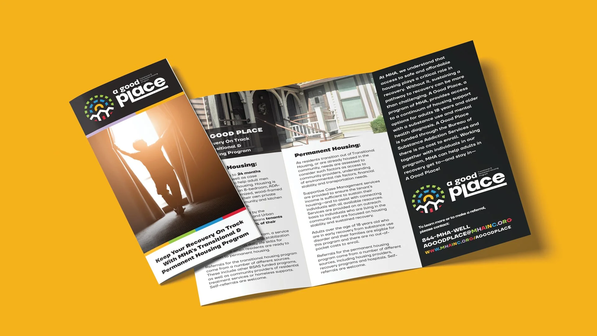 trifold brochure, a good place