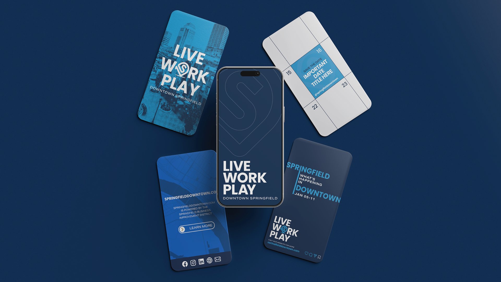 Social media template previews on mobile device