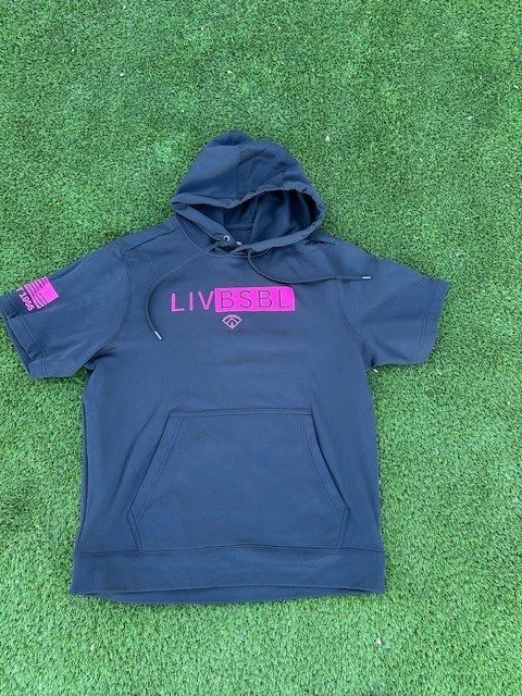 Youth Short Sleeve Hooded Sweatshirt-Hot Pink