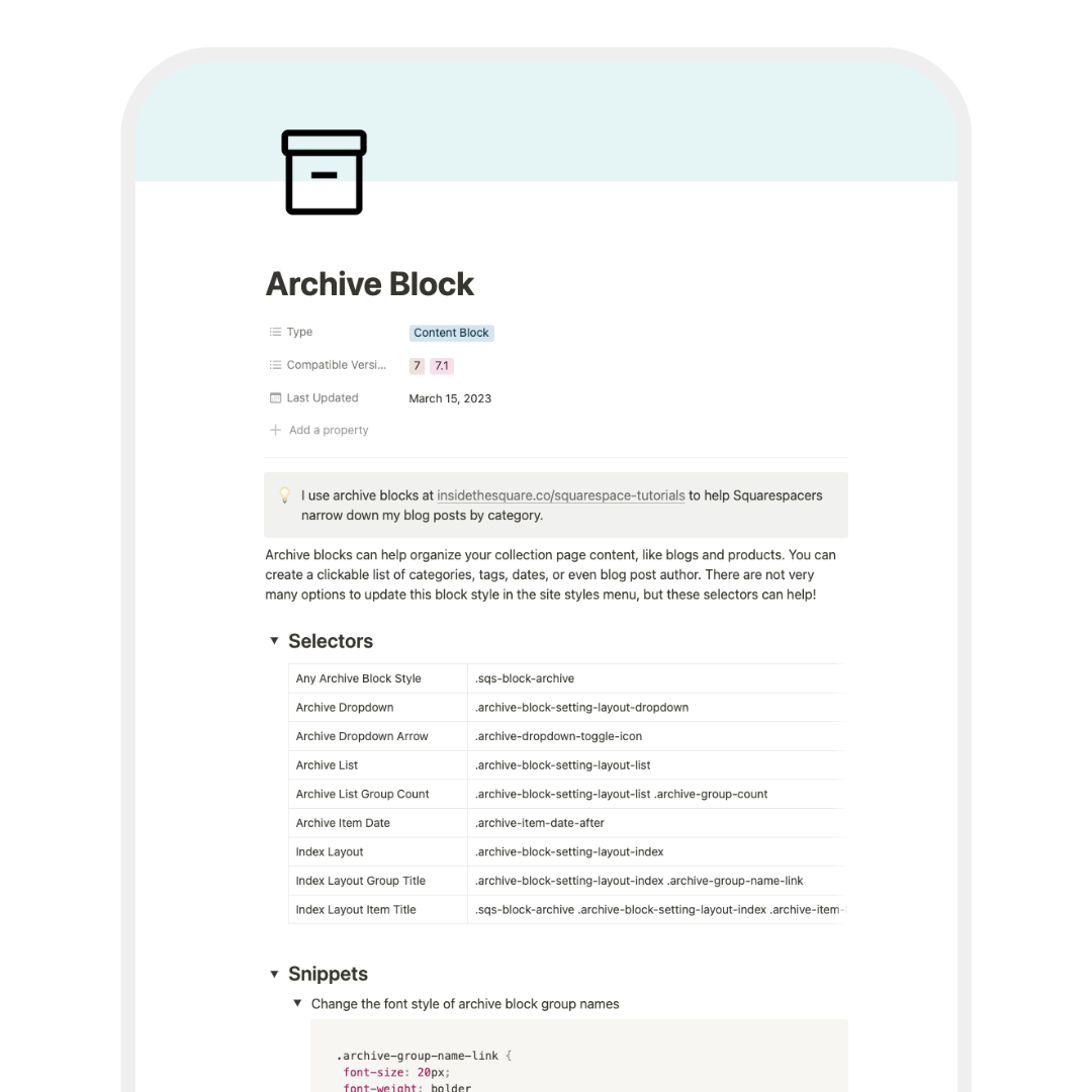 Squarespace css cheat sheet digital update insidethesquare co