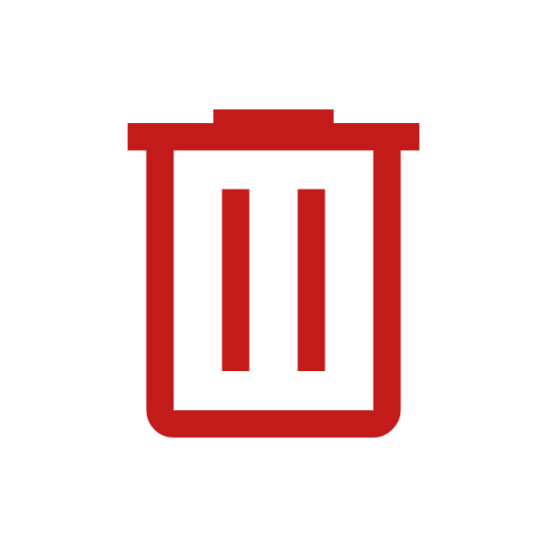 Squarespace text block formatting icon for deleting a text block; it's a red trash can