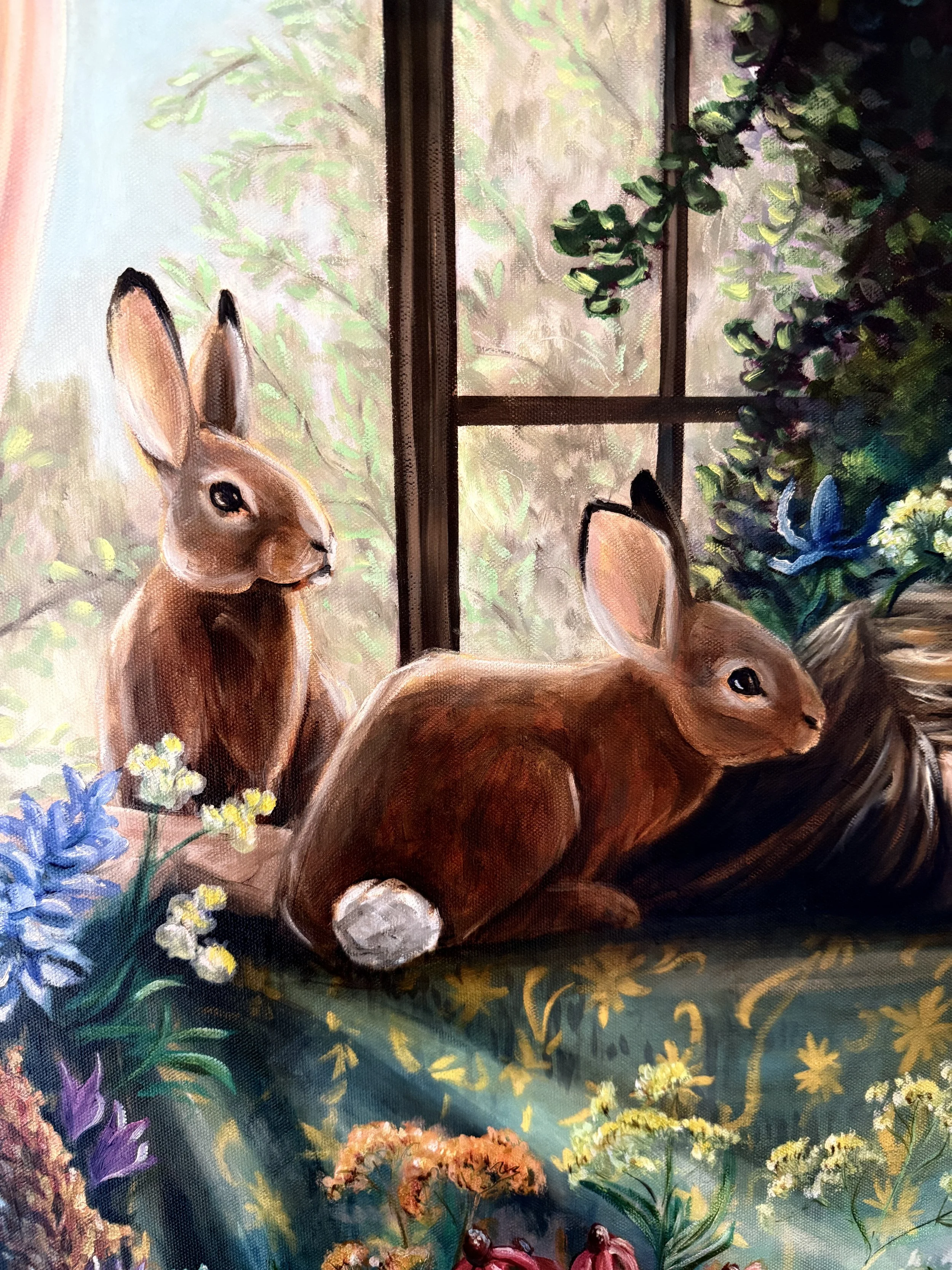 Velveteen Daydream botanical oil painting by Renee Machan detail 4.JPG