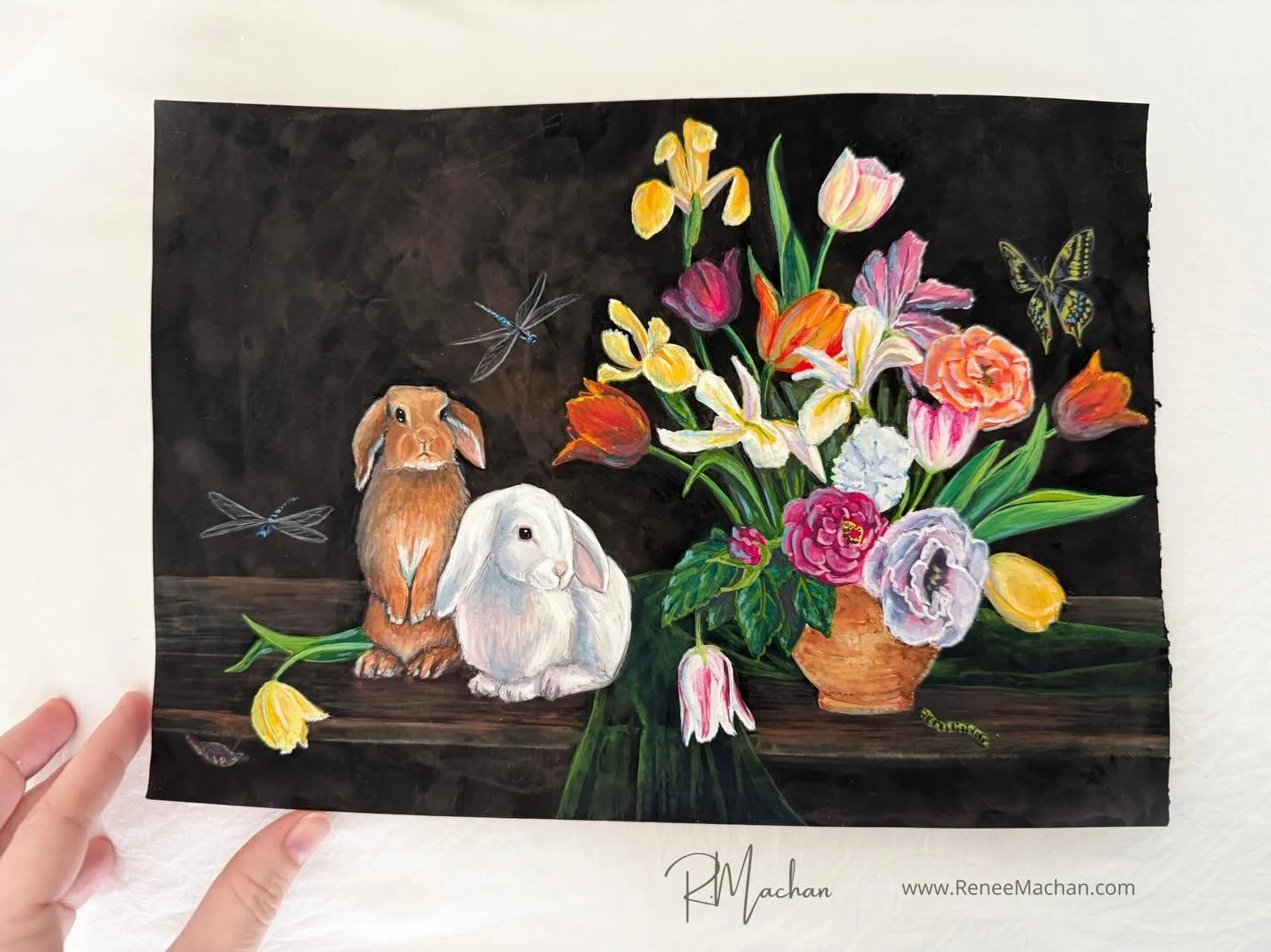 &ldquo;Ostara&rdquo;

#Ostara #SpringEquinoxArt #EasterBunnies #SeasonalStillLife #OriginalPainting