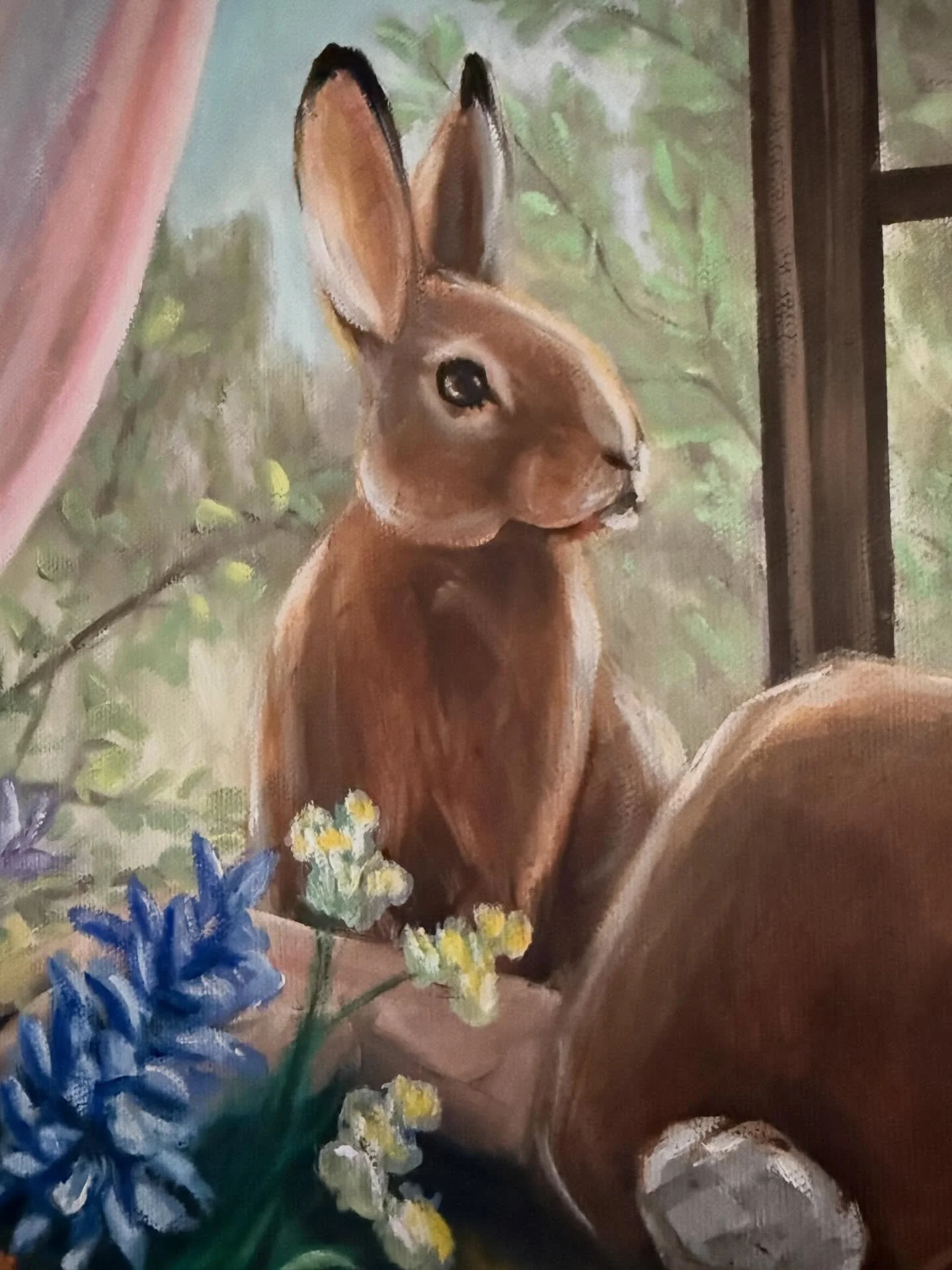 Little glimpses of what&rsquo;s been blooming in the studio🌸🦋🐇
These are details from a new collection releasing on the Spring Equinox. Paintings rooted in renewal, softness, and the gentle return of light. This body of work feels especially tende