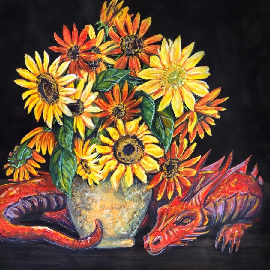 Litha Red Dragon and Sunflowers by Renee Machan low res.jpg