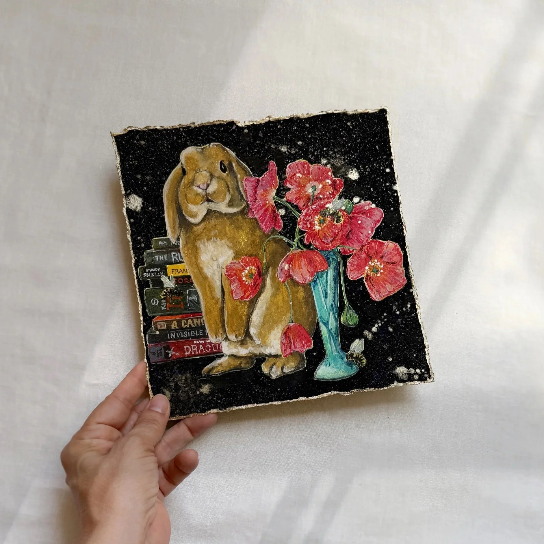 "This Bunny Ain't Scared", Original Mixed Media Painting