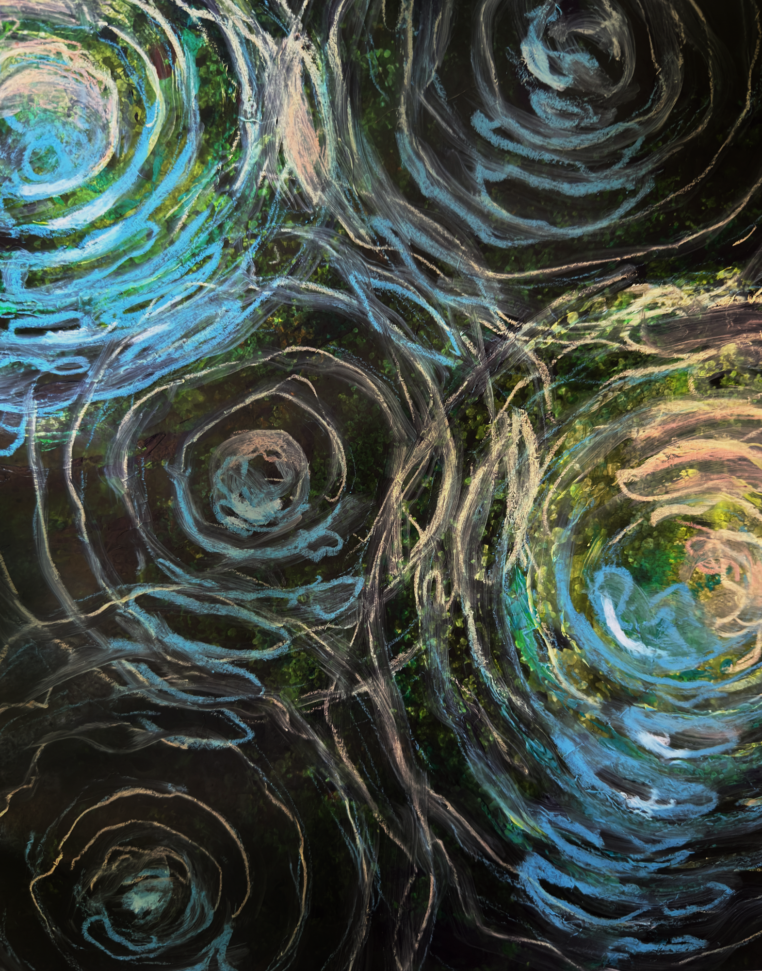 "Overflow" nature inspired abstract painting by R. Machan