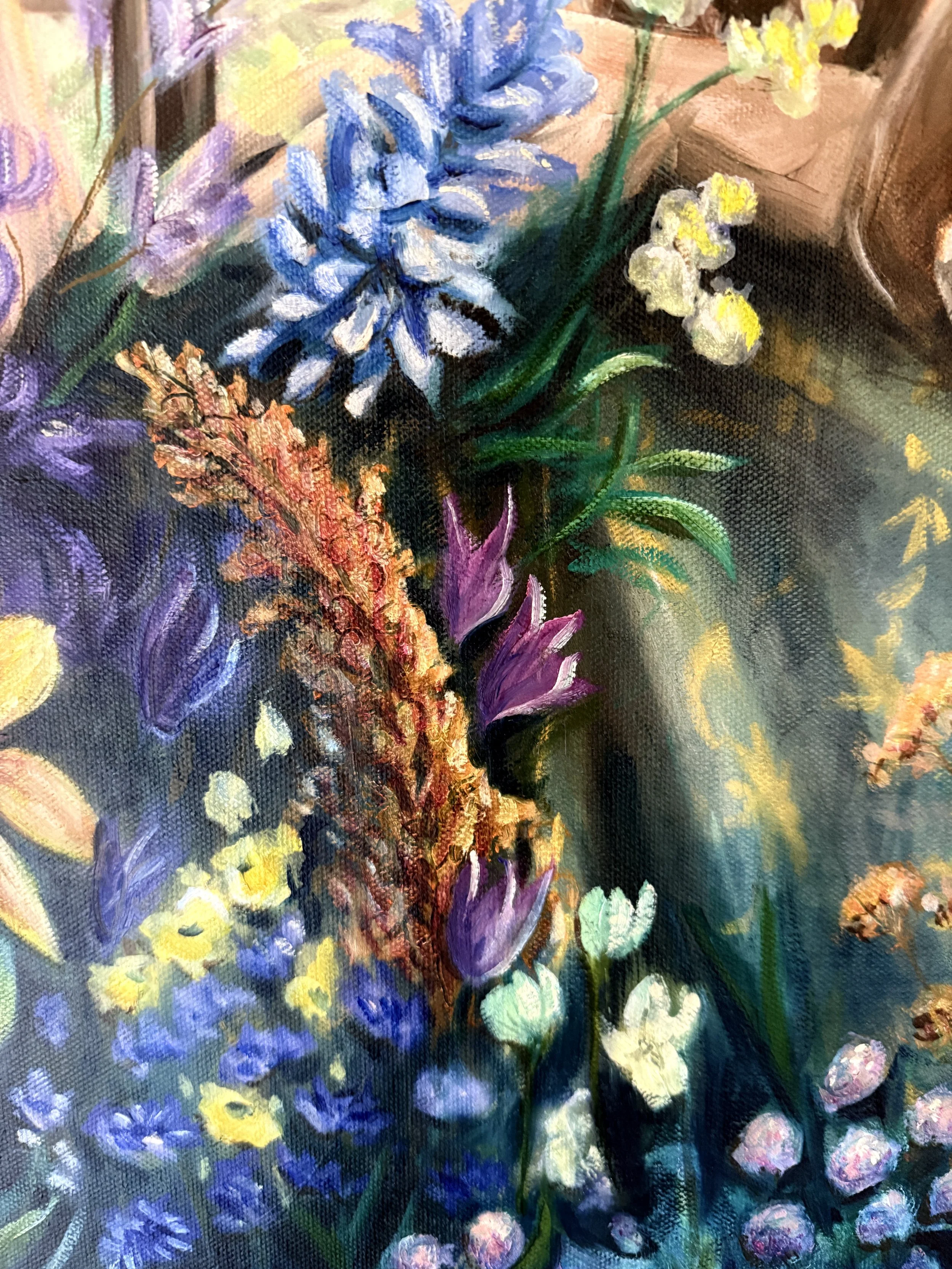 Velveteen Daydream botanical oil painting by Renee Machan detail 3.JPG