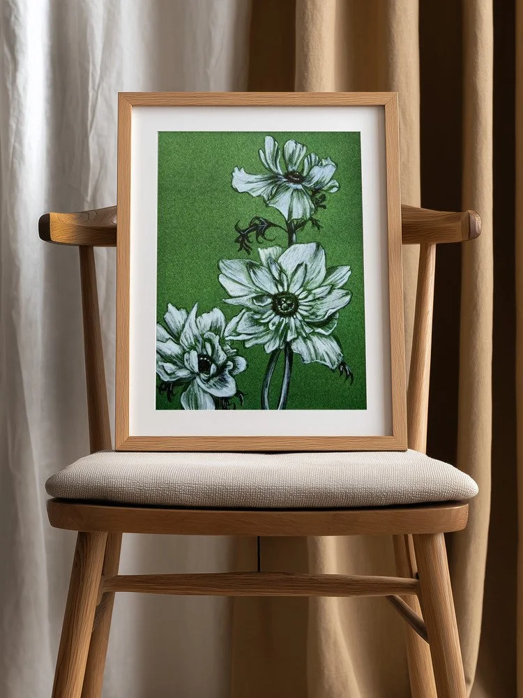 ANEMONE - Green Botanicals - Monochromatic Fine Art Print by Renee Machan 7.jpg