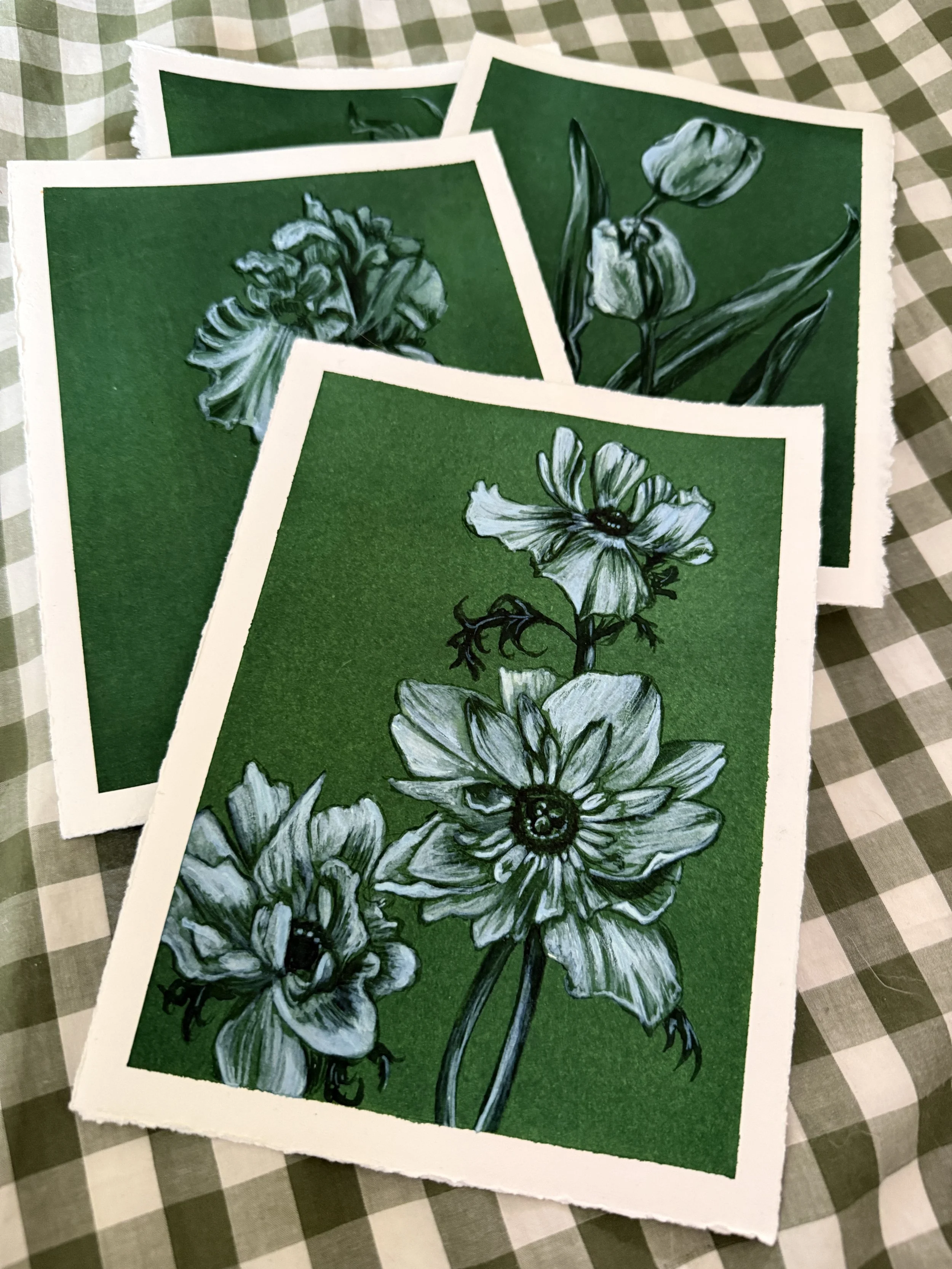 Anemone Green Botanicals Original Art by Renee Machan.JPG