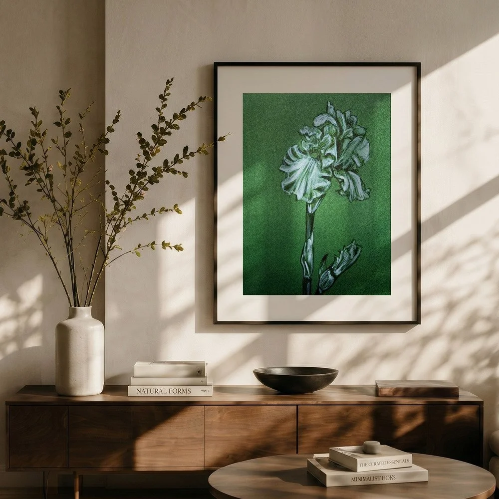 IRIS - Green Botanicals - Monochromatic Fine Art Print by Renee Machan 5.jpg