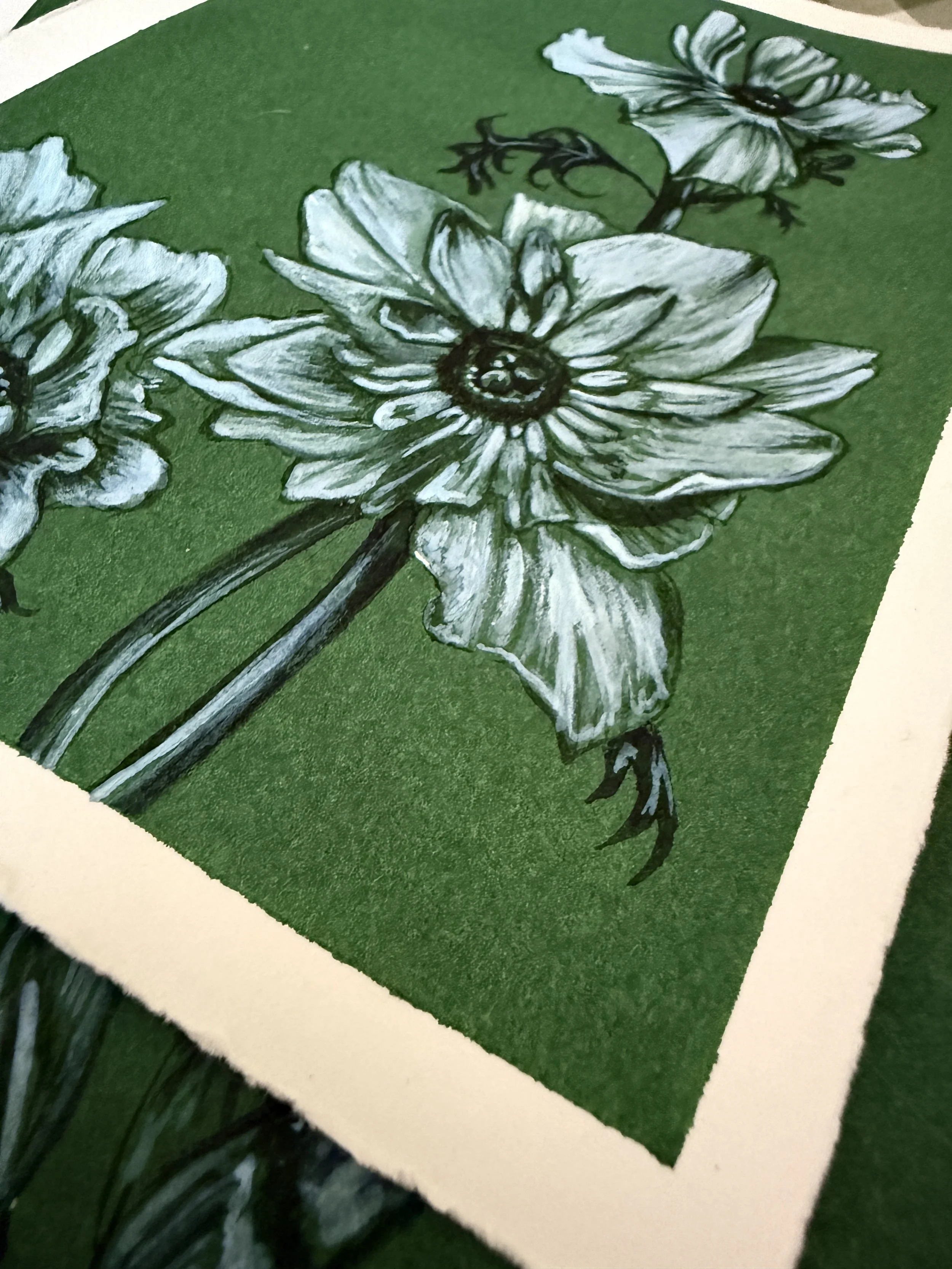Anemone Detail Green Botanicals Original Art by Renee Machan.JPG