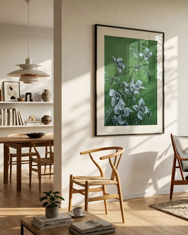 DOGWOOD - Green Botanicals - Monochromatic Fine Art Print by Renee Machan 6.jpg