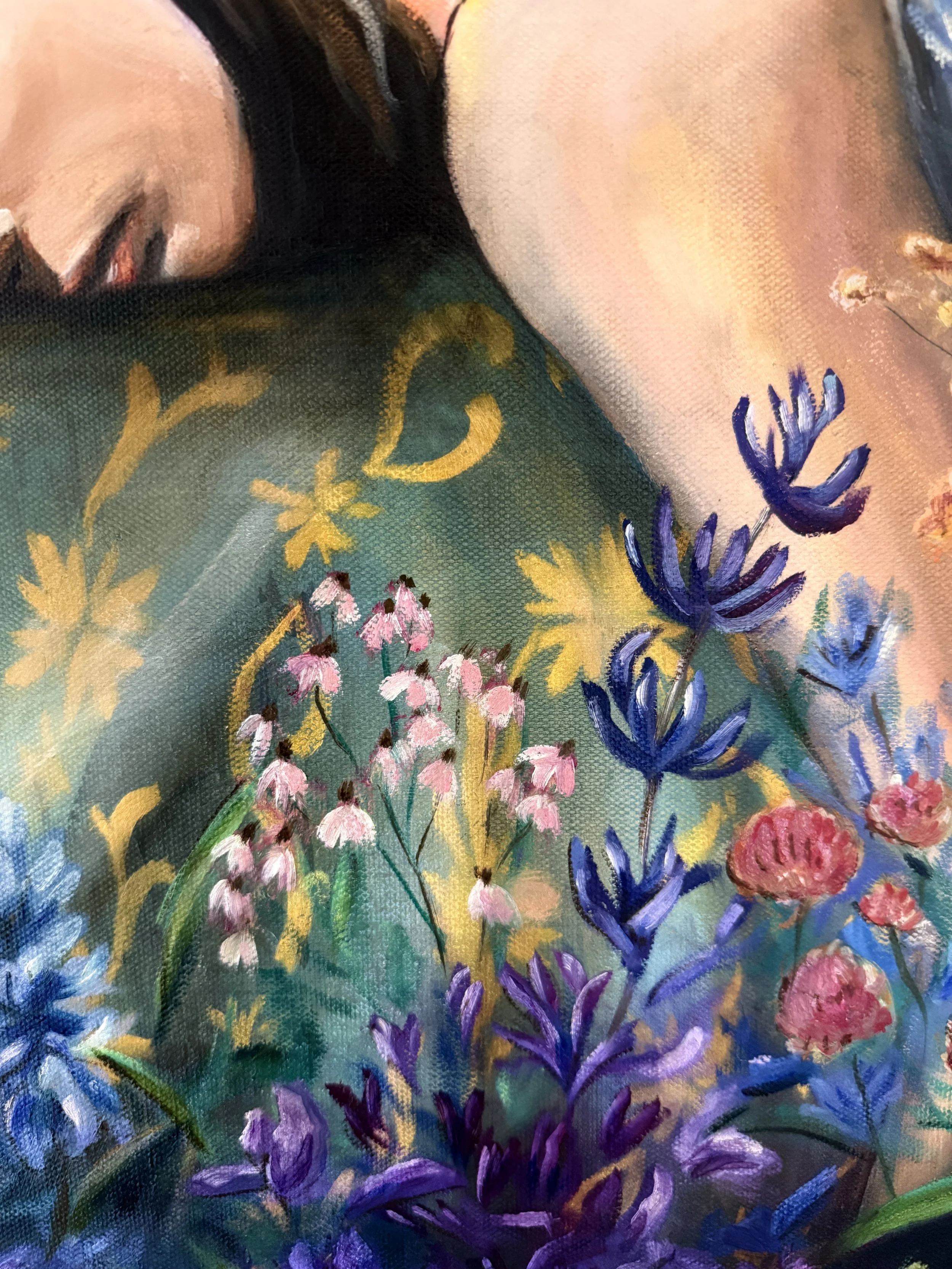 Velveteen Daydream botanical oil painting by Renee Machan detail 2.JPG