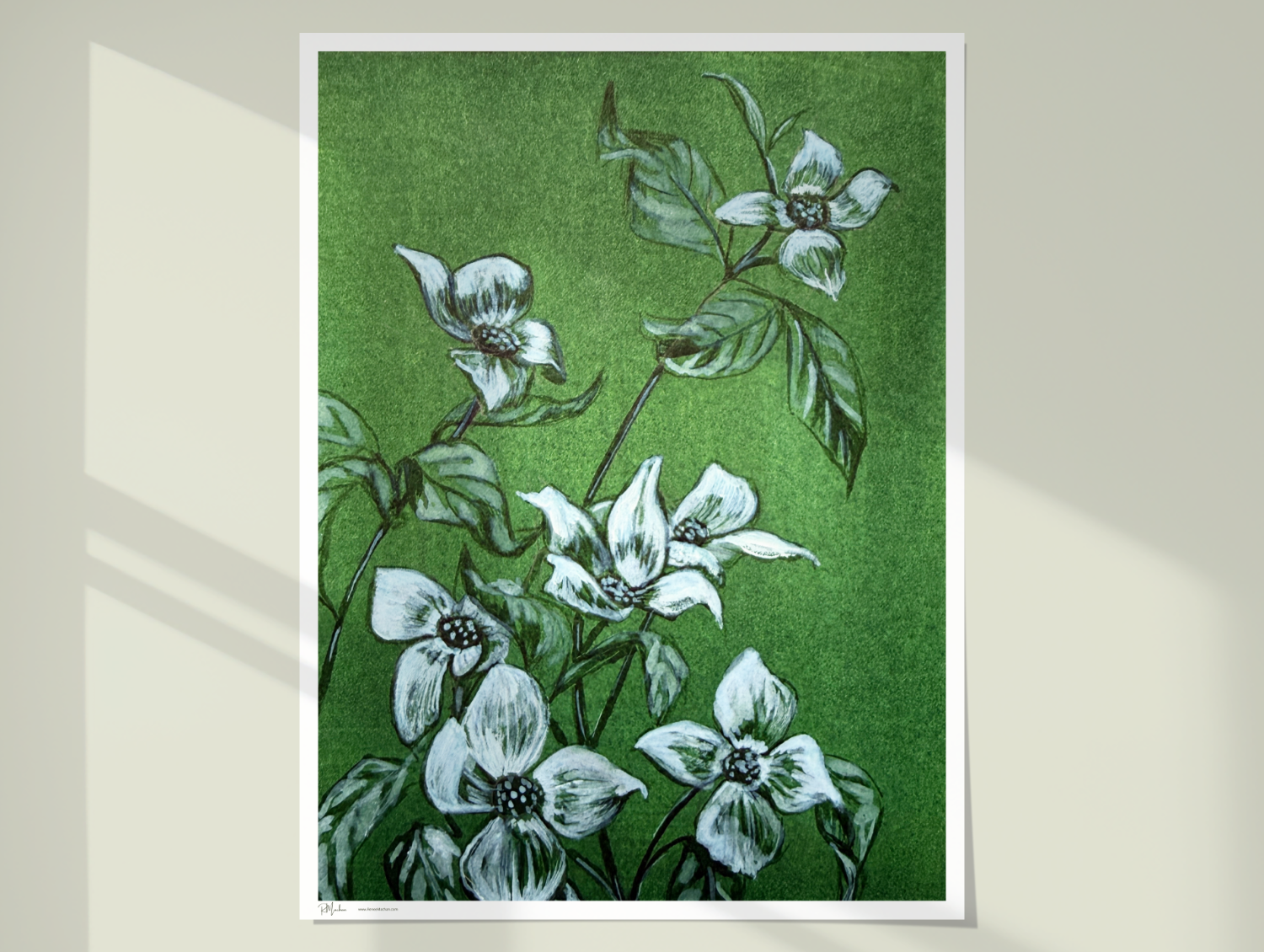 Dogwood on wall poster mockup.png
