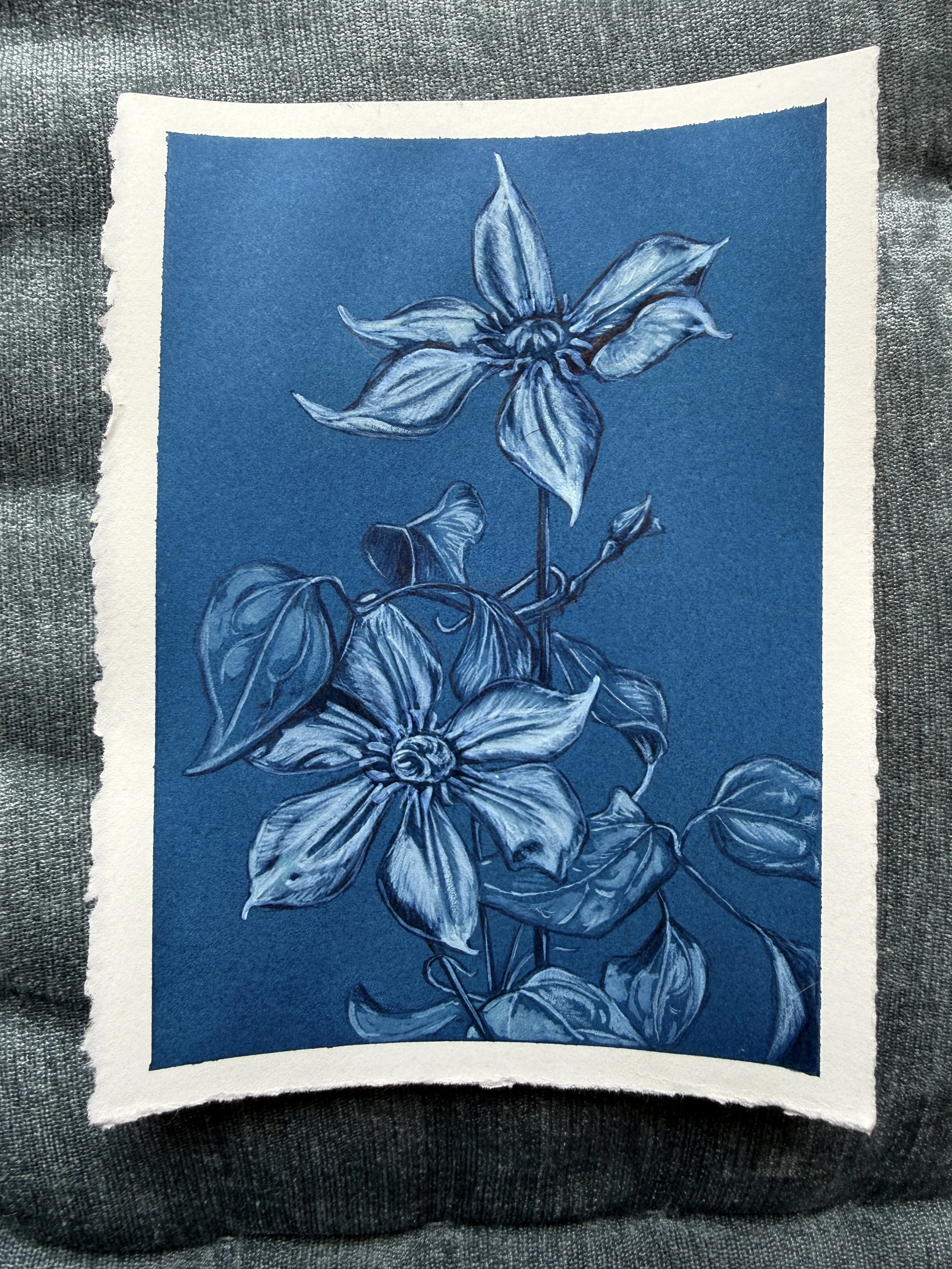 CLEMATIS Blue Botanical Monocromatic Painting by Renee Machan 3.JPG (Copy)
