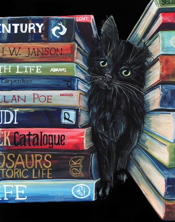 Bookshop Kitty 8x10 PRINT by Renee Machan.jpg