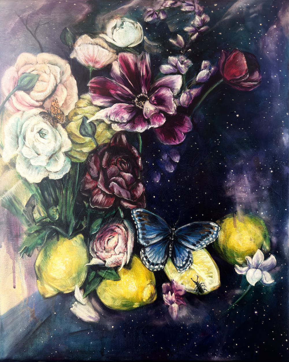 Summer Nights original botanical oil painting by Renee Machan web header.png
