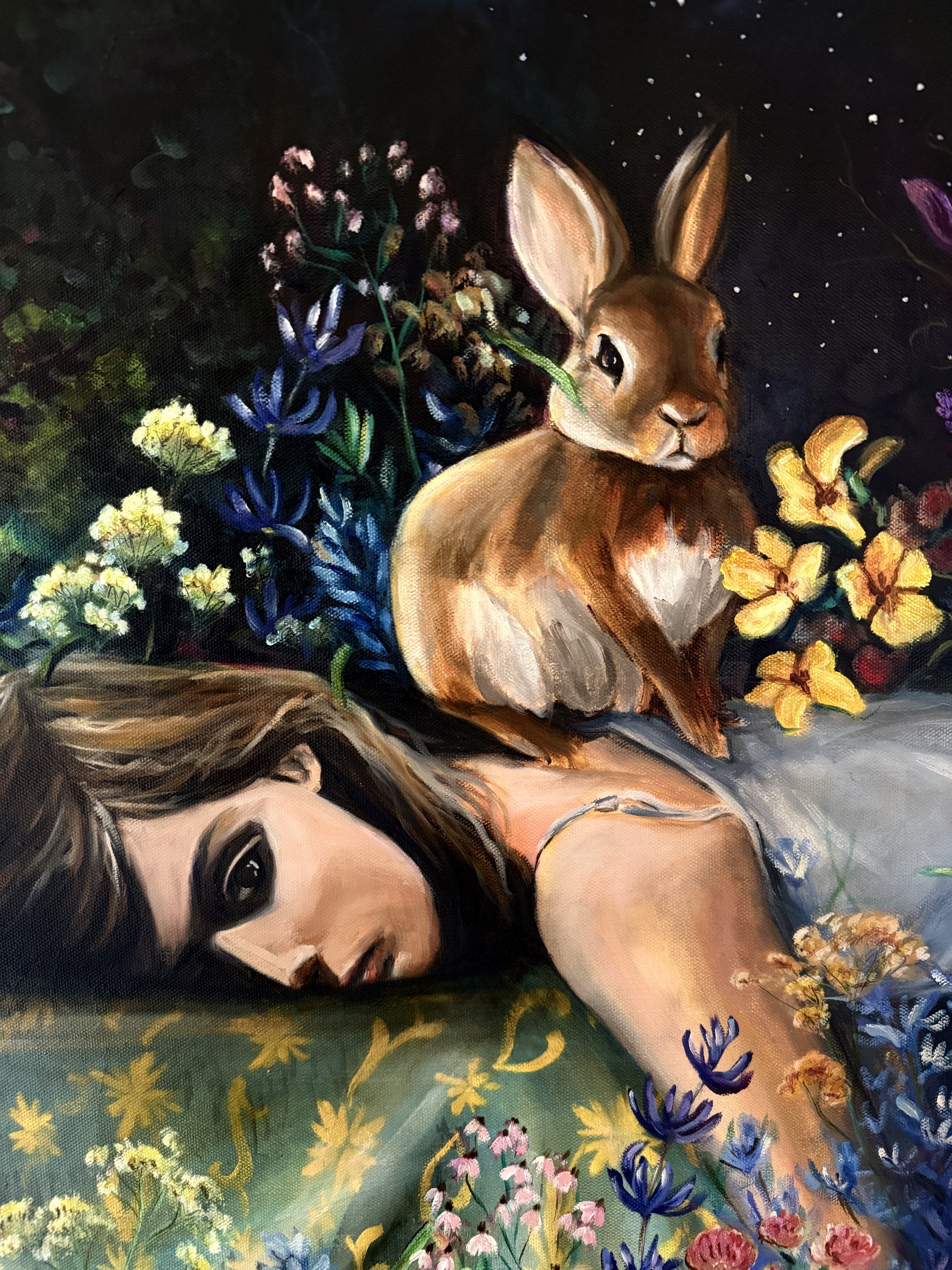 Velveteen Daydream botanical oil painting by Renee Machan detail 5.JPG