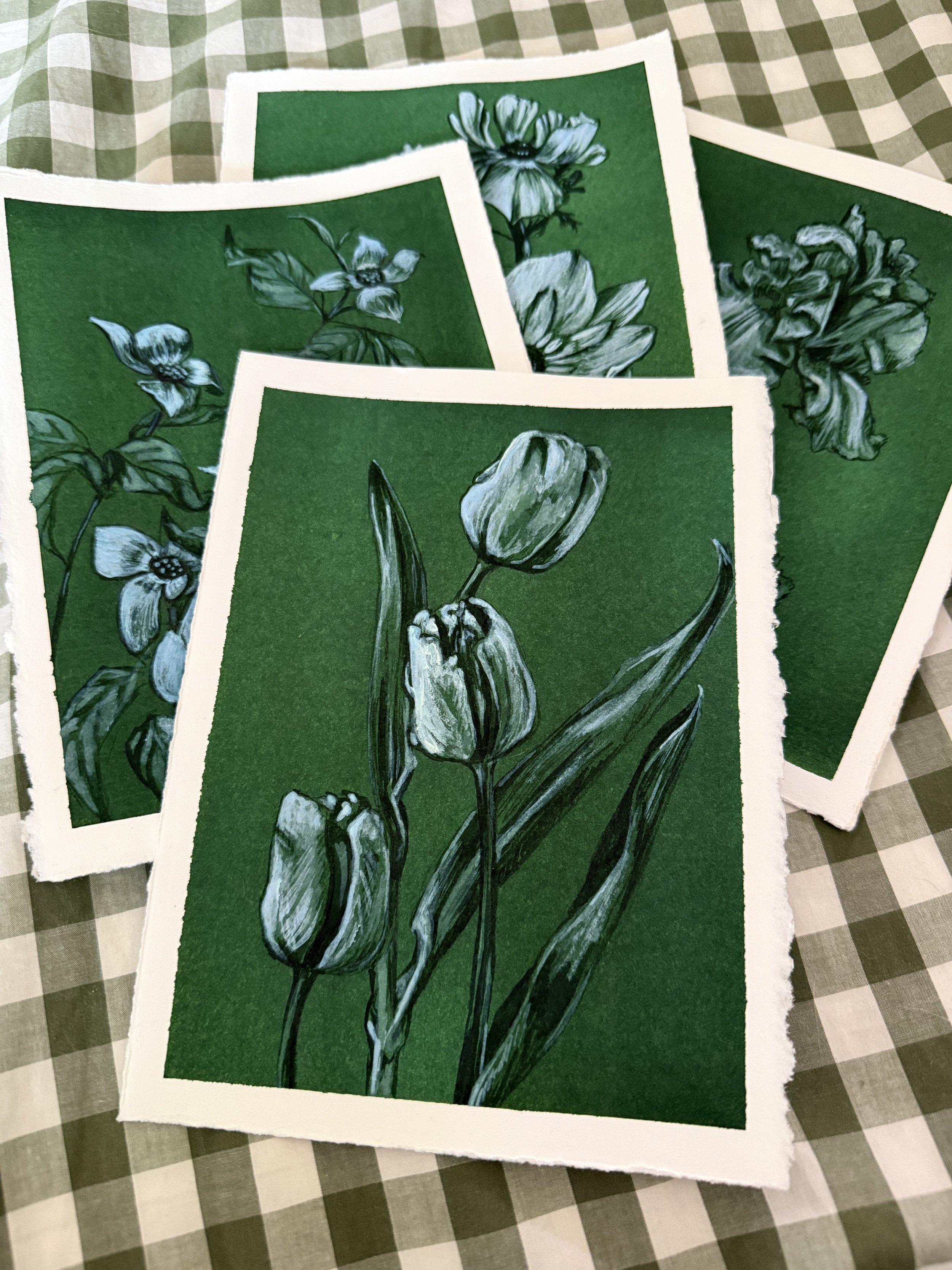 Tulip Green Botanicals Original Art by Renee Machan.JPG
