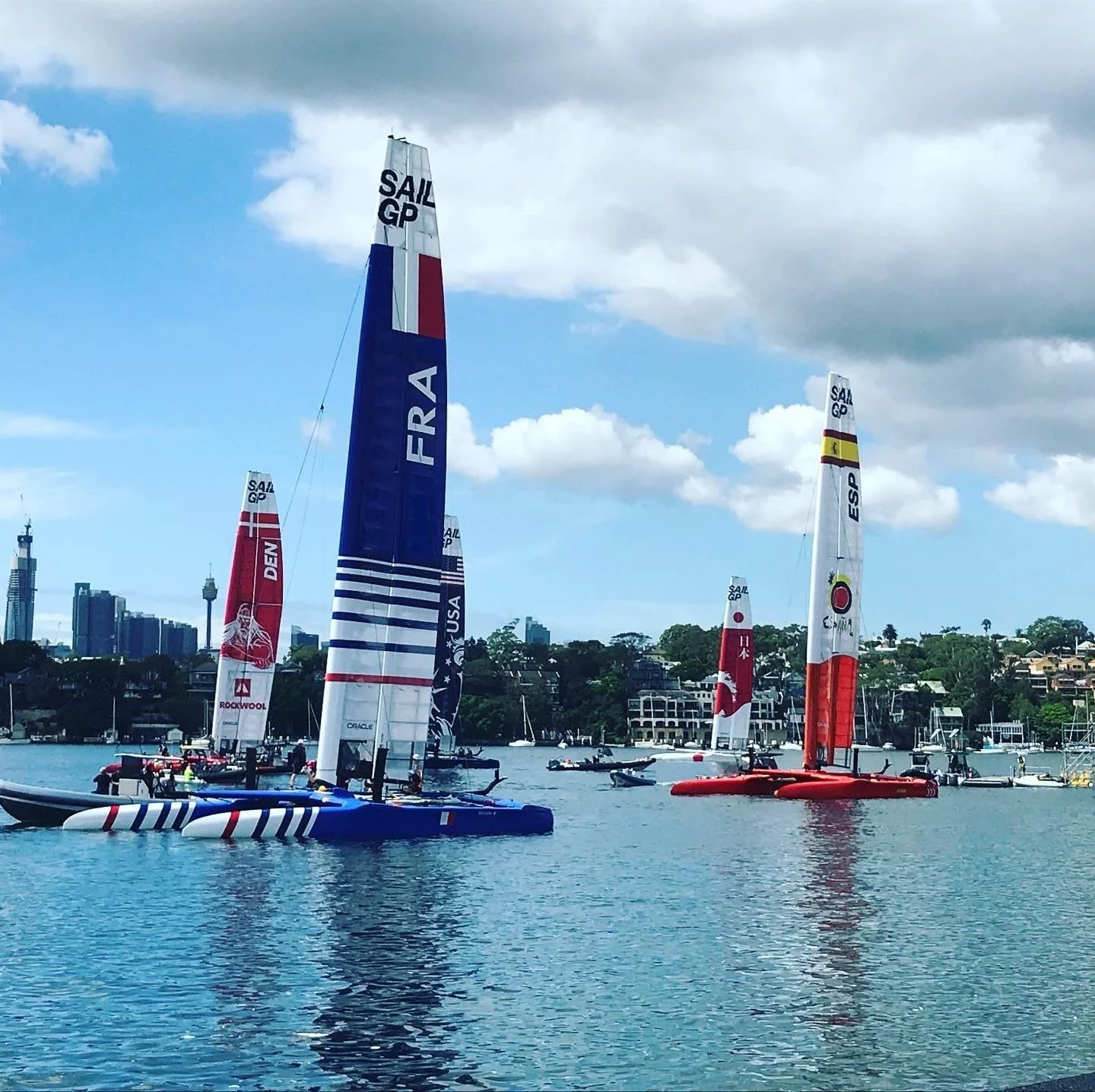 SailGP boats racing on Sydney Harbour