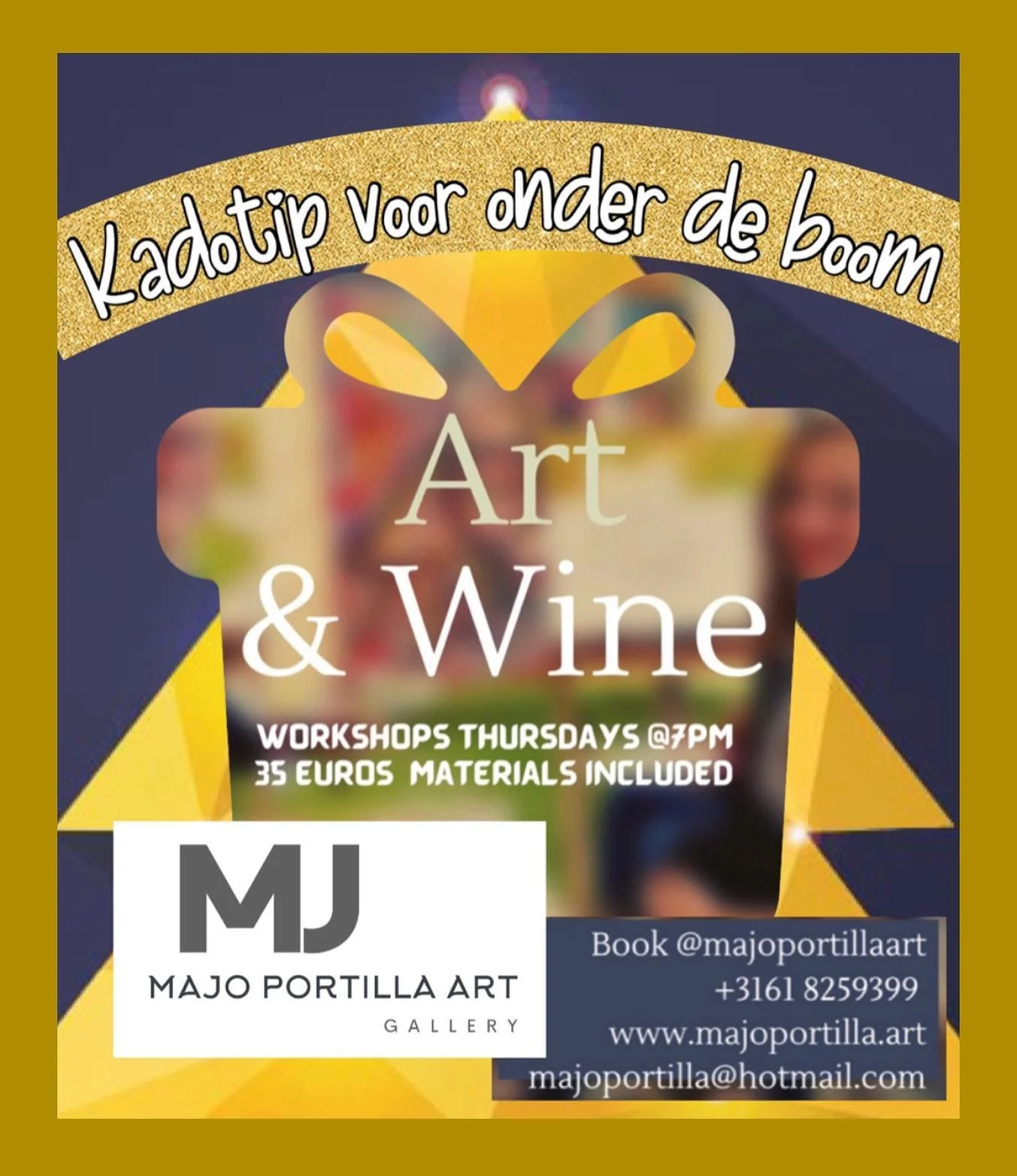 Looking for the perfect Christmas present? Look no further than the Art and Wine workshop offered by Majo Portilla Art Gallery! This unique experience combines the joy of creating art with the pleasure of sipping on wine.

During the workshop, partic