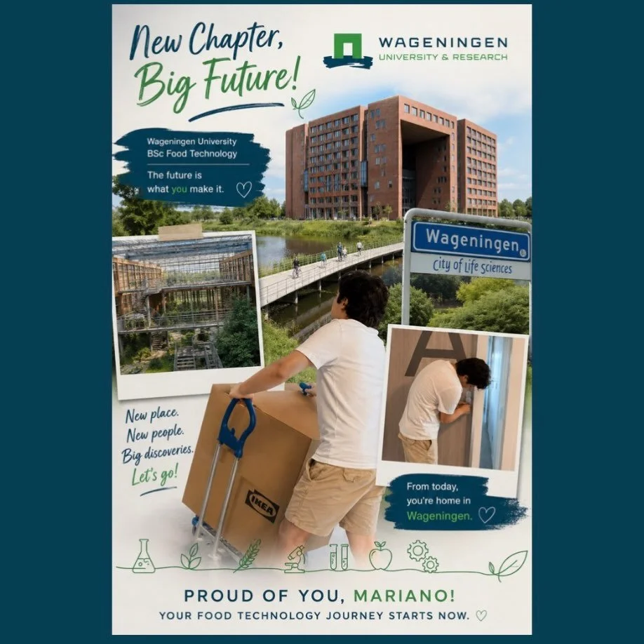 Sometimes the proud mama has to take over the business account. 💚🥹

This week my son Mariano moved to Wageningen to begin his BSc in Food Technology at Wageningen University &amp; Research.

A new home, a new chapter and a whole world ahead of him.