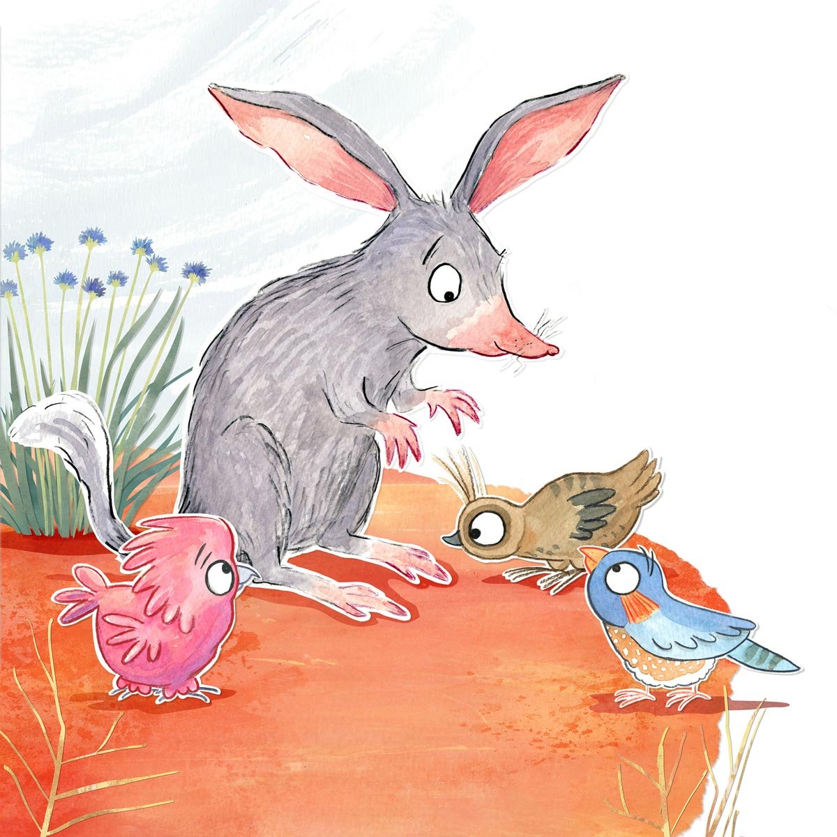 Are you the Easter Bunny? - final image of bilby and native birds