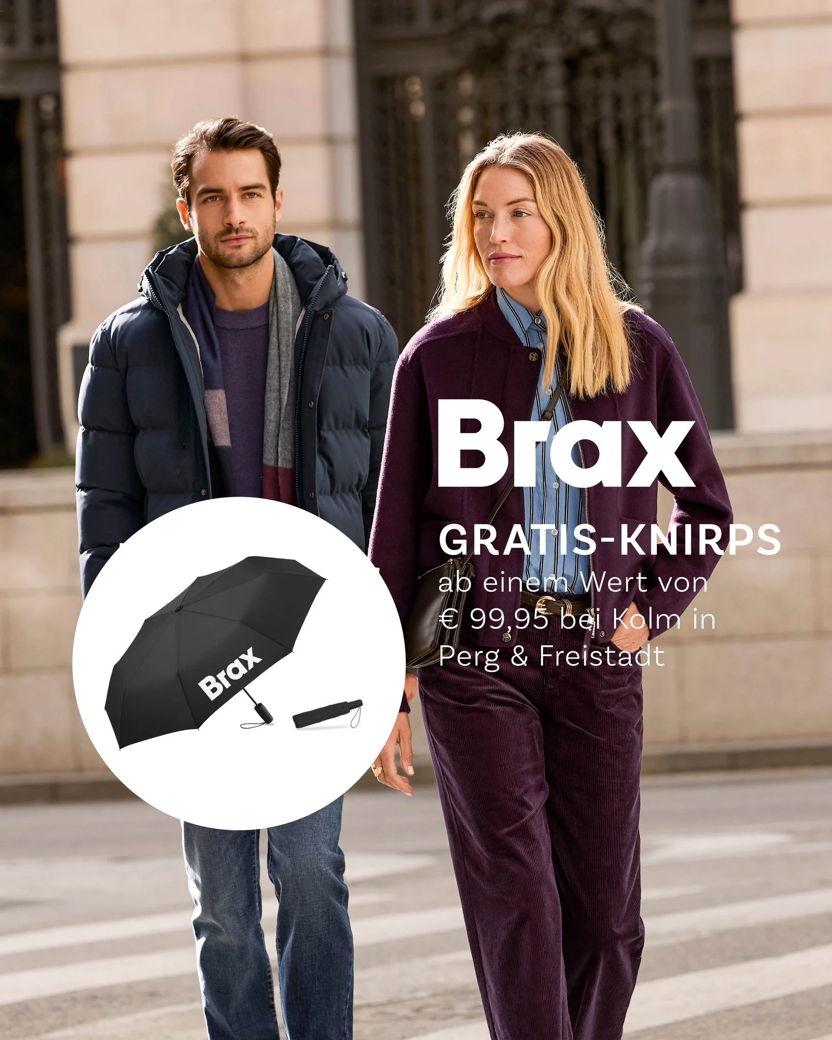 ☔ Regen im Anmarsch? Wir haben was f&uuml;r dich! ☔

Schnapp dir deinen neuen BRAX Lieblingslook und sichere dir gleich den BRAX-Regenschirm dazu!  Beim Kauf von BRAX Mode ab &euro; 99,95 gibt&rsquo;s einen BRAX Knirps GRATIS!

📍 Jetzt bei Kolm in F