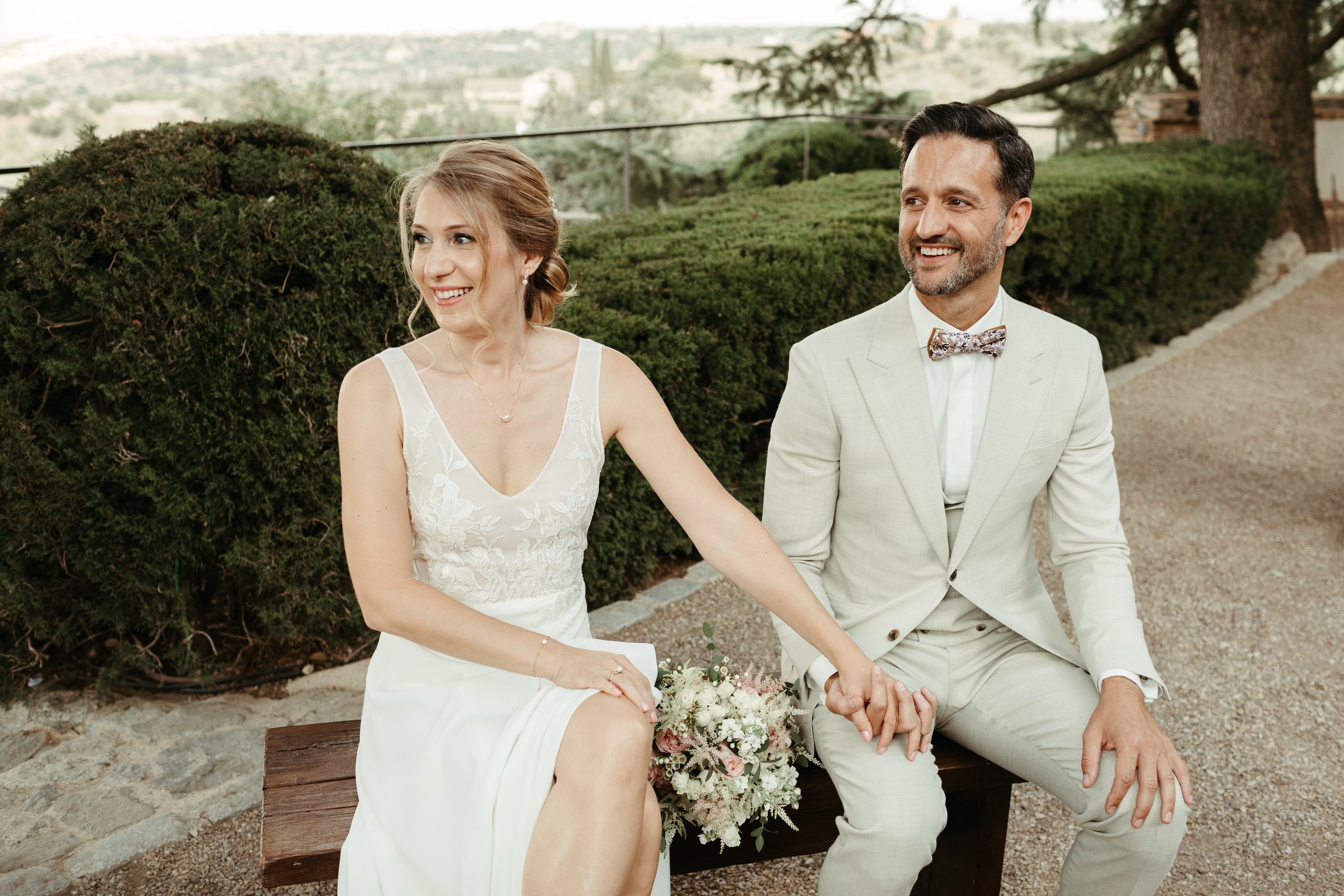 Novios durante la ceremonia en El Cigarral de las Mercedes Toledo