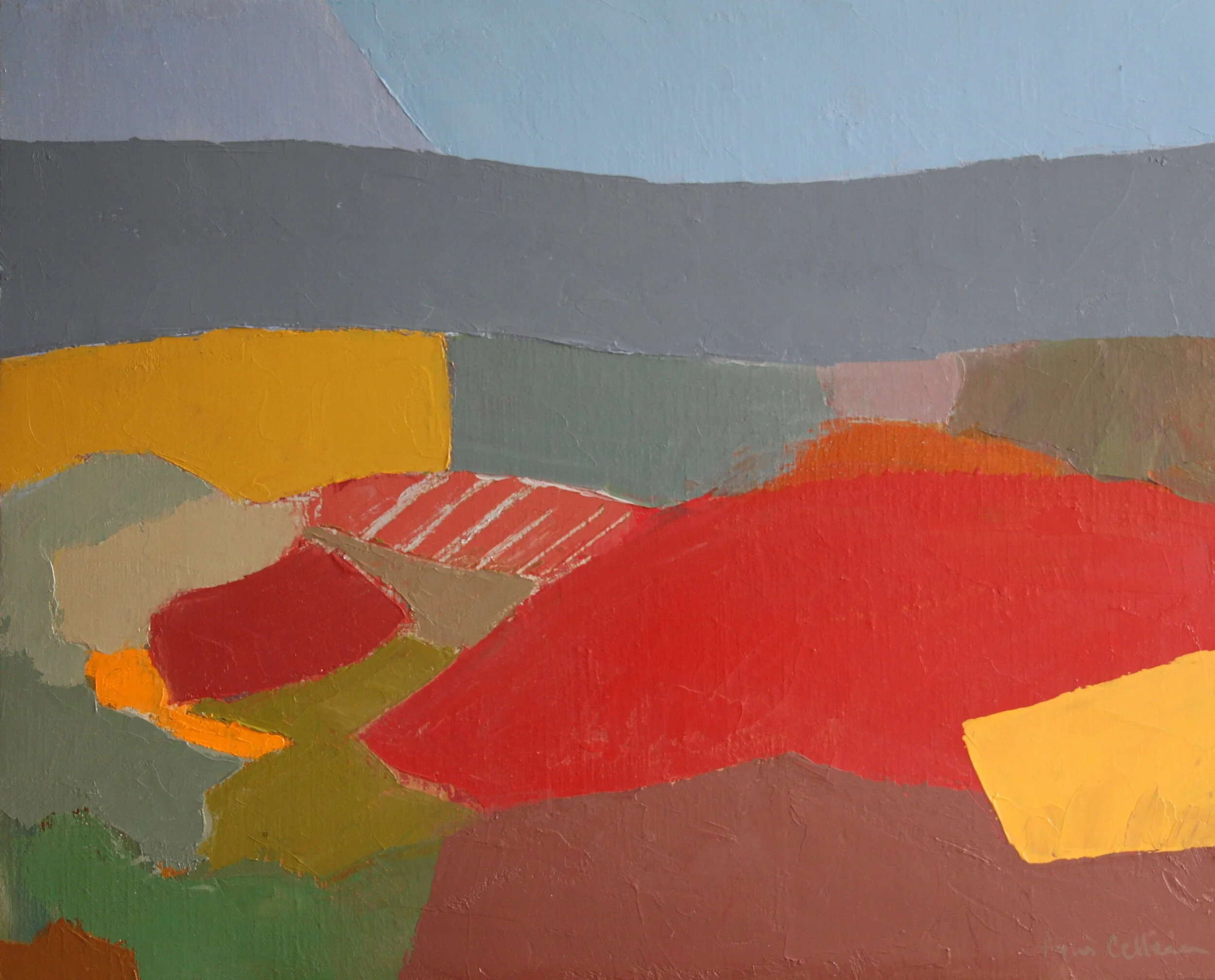 Paysage au champ rouge