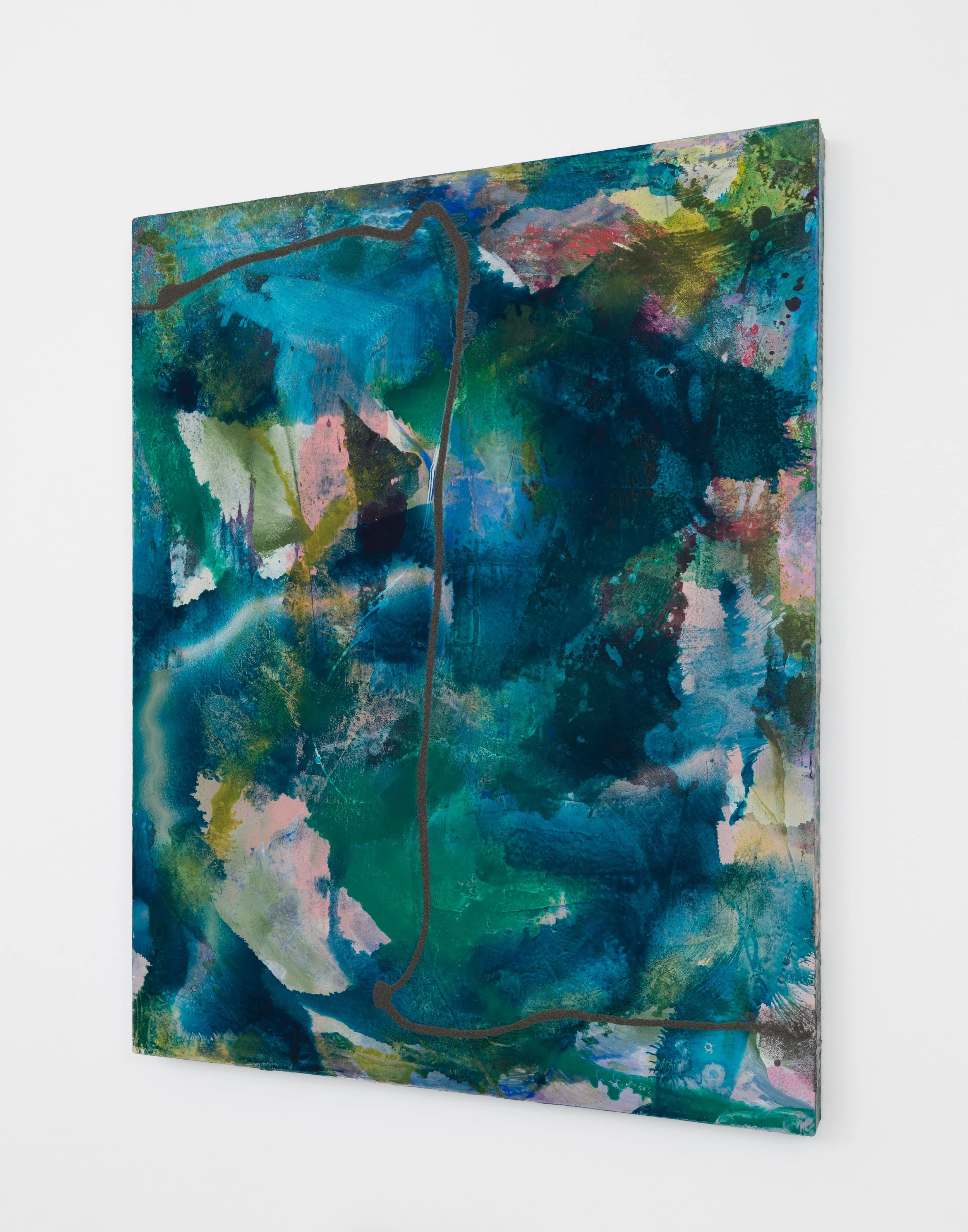 Past Present, 2023 
Oil, pigments, mica, and steel on panel 
30 x 24 inches