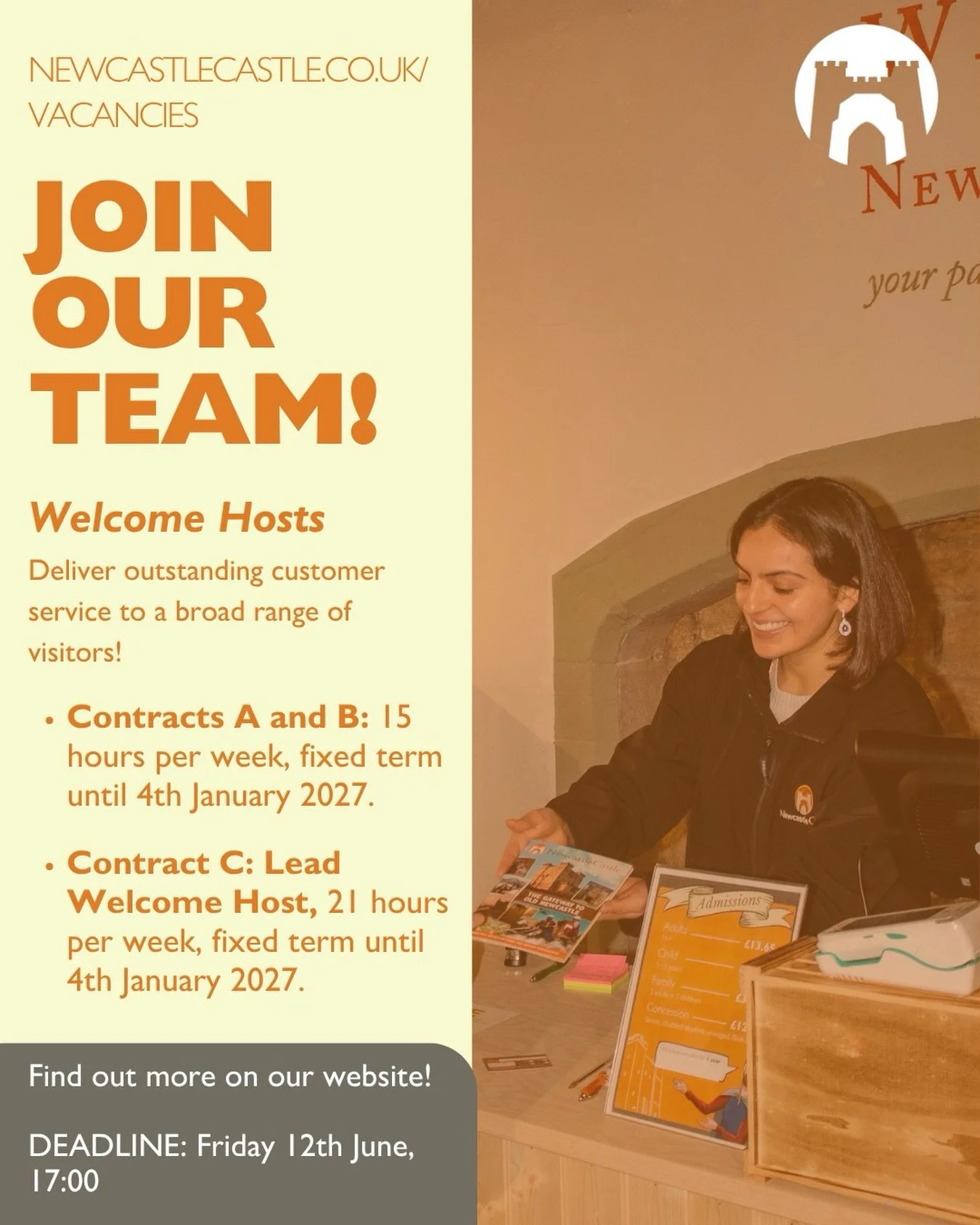 🏰 We&rsquo;re hiring Seasonal Welcome Hosts! 🏰

Do you love meeting people, delivering excellent customer service, and helping visitors have an unforgettable day out?

We&rsquo;re looking for enthusiastic Welcome Hosts to join our Visitor Experienc