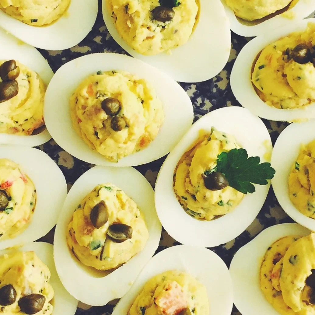 Giardiniera-Stuffed Eggs