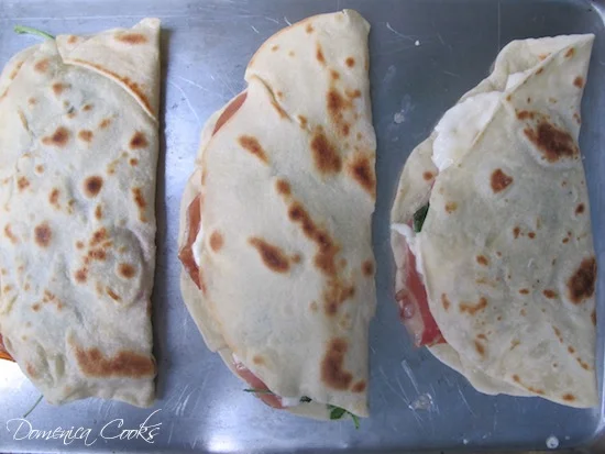Piadine with Prosciutto, Mozzarella, and Arugula