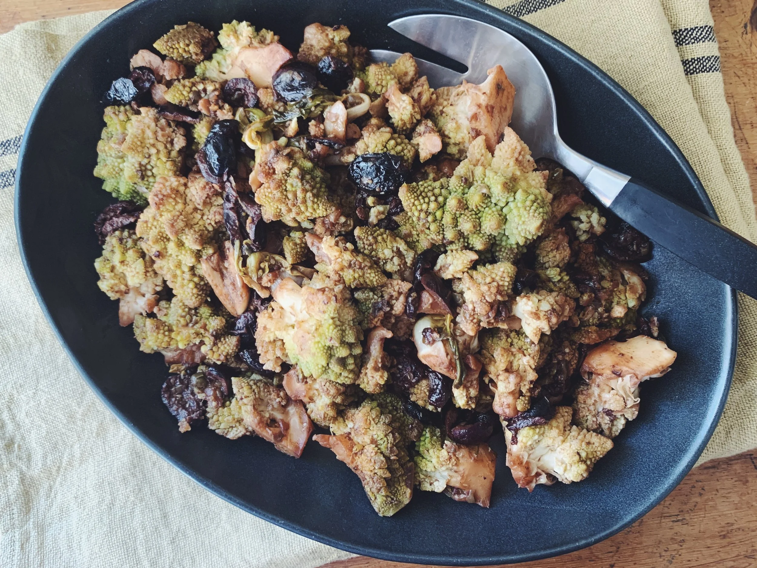 Romanesco with Oil-Cured Olives and Anchovies