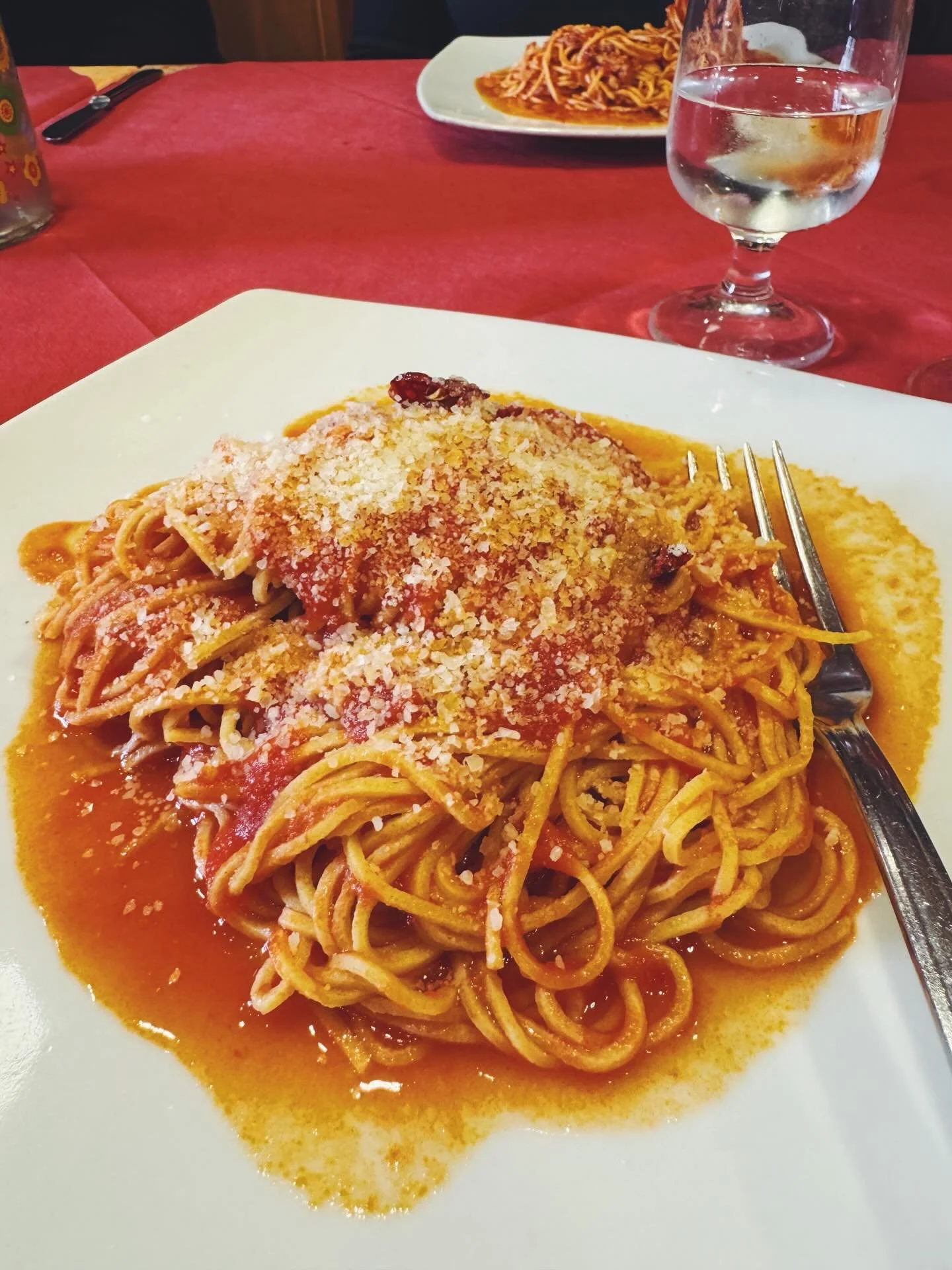 Pranzo della domenica con amici 🌟
.
Let&rsquo;s hear it 🥳 for cucina casereccia, casually plated pasta 🍝 and well-cooked green beans 💫
.
.
#pranzodelladomenica #chitarrinaalpomodoro #agnelloalforno #cucinaabruzzese #buonadomenica
.