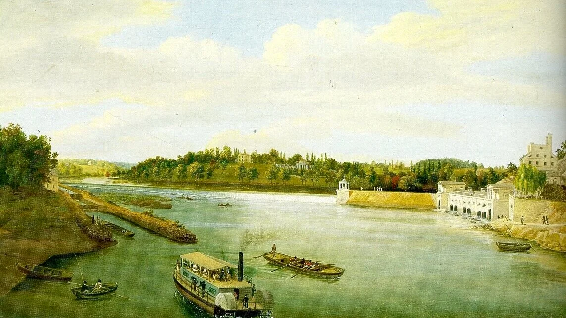 View of Lemon Hill and the Fairmount Water Works circa 1821. Photo courtesy Philadelphia Parks &amp; Recreation