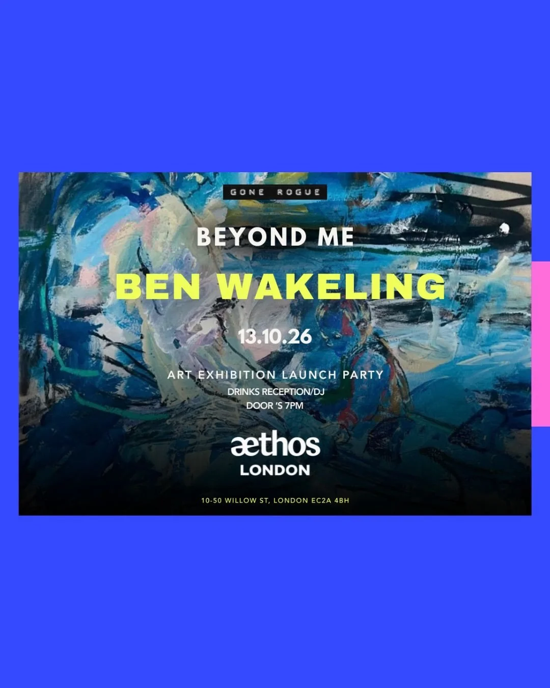 Gone Rogue Presents Ben Wakeling Solo Show at @aethoslondon in Shoreditch.

Beyond Me -  a solo presentation of  @_benwakeling_ personal work examining the intimacy of fatherhood and what it means to live beyond suicide.

Opening night 13th October a