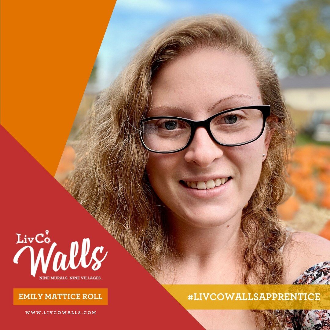 Meet the Apprentices of #LivCoWalls 

👋 Emily Mattice Roll
📌 Caledonia, New York
🎨 Painting in the Village of Caledonia with Tim Parsley

Emily is owner, artist, and instructor at Adventures &amp; Art in downtown Caledonia, right across the street