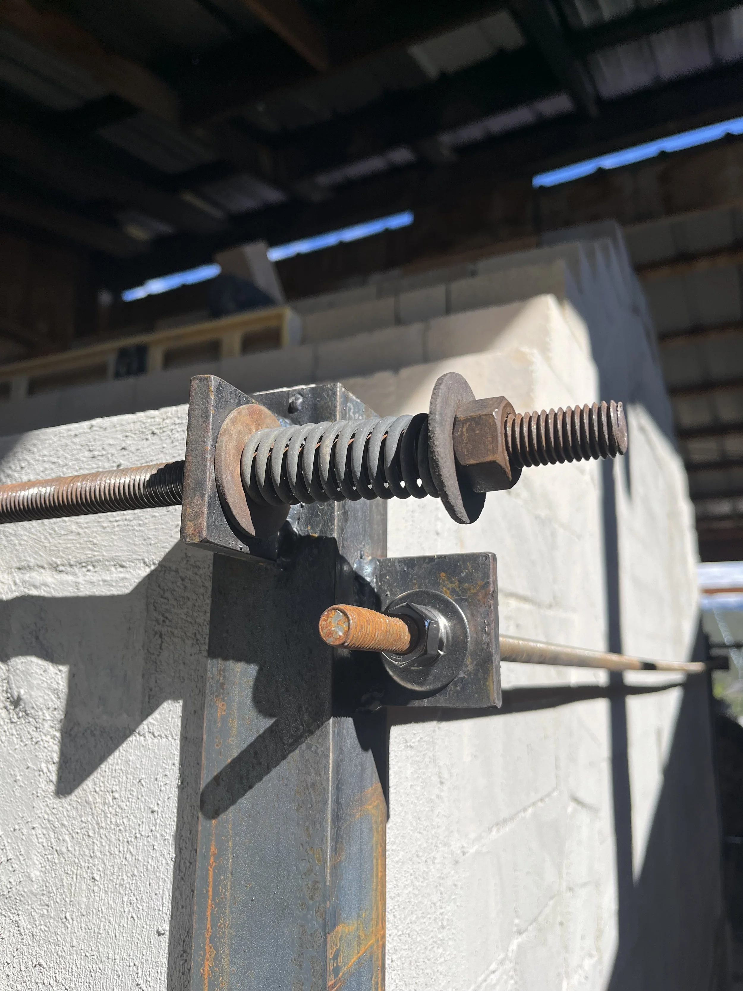 Detail of springs on angle iron framework.  (-photo by Tori)
