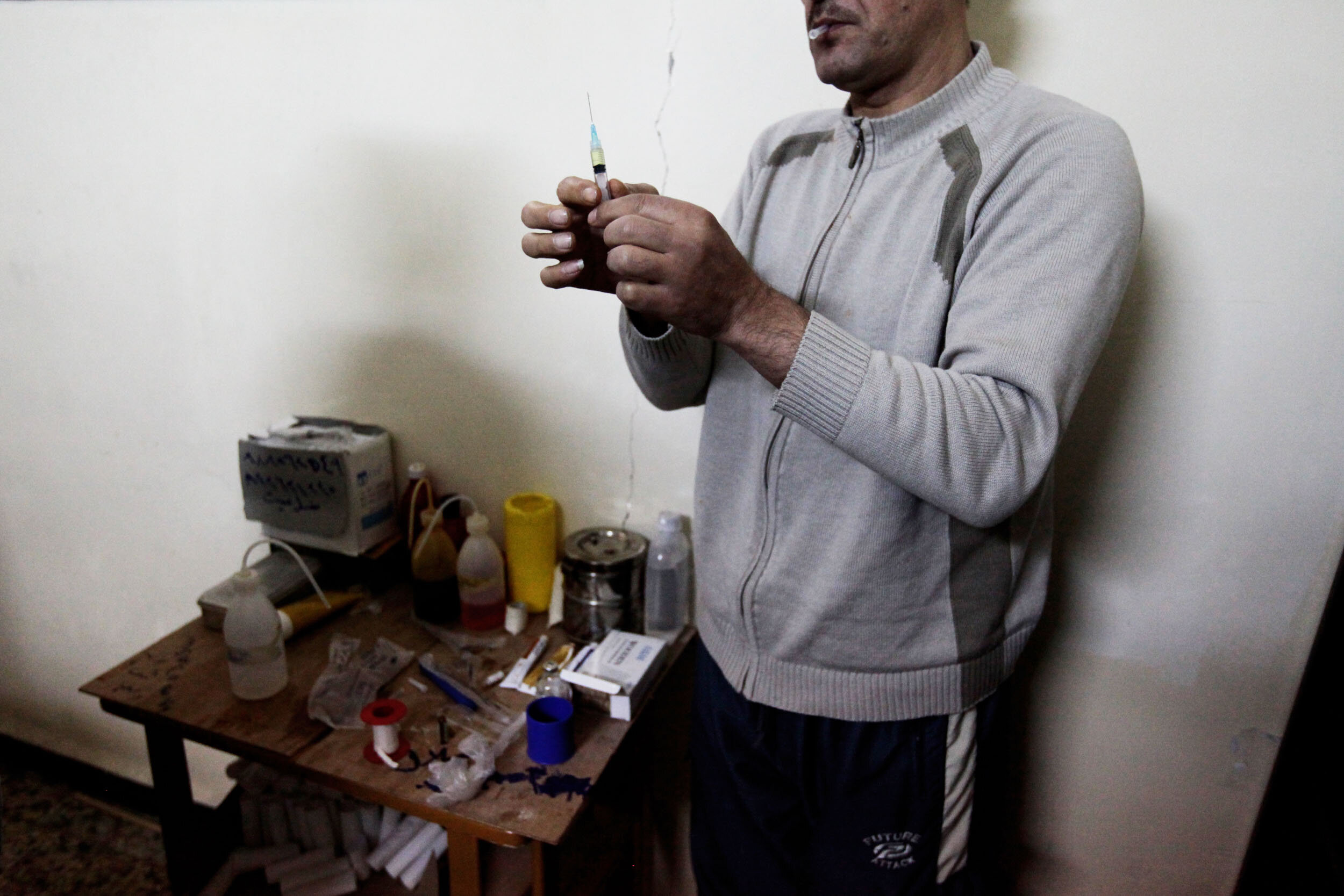  Makeshift medical center of Karm al-Zaitoune, Homs, Jan 29/2012.  