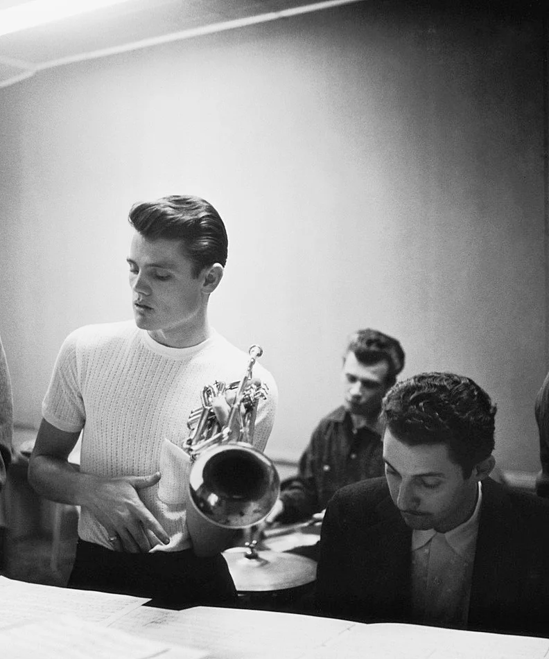 wehadfacesthen:Chet Baker in a recording session, 1952, photo by William Claxton