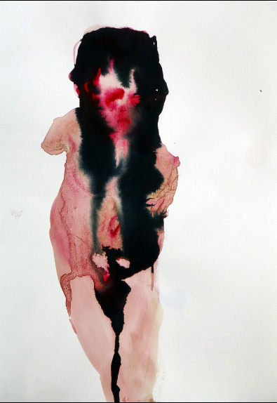 effleuree:Rachel Kainy, Untitled (from the Propoetides series), 2016, Watercolor and ink on paper