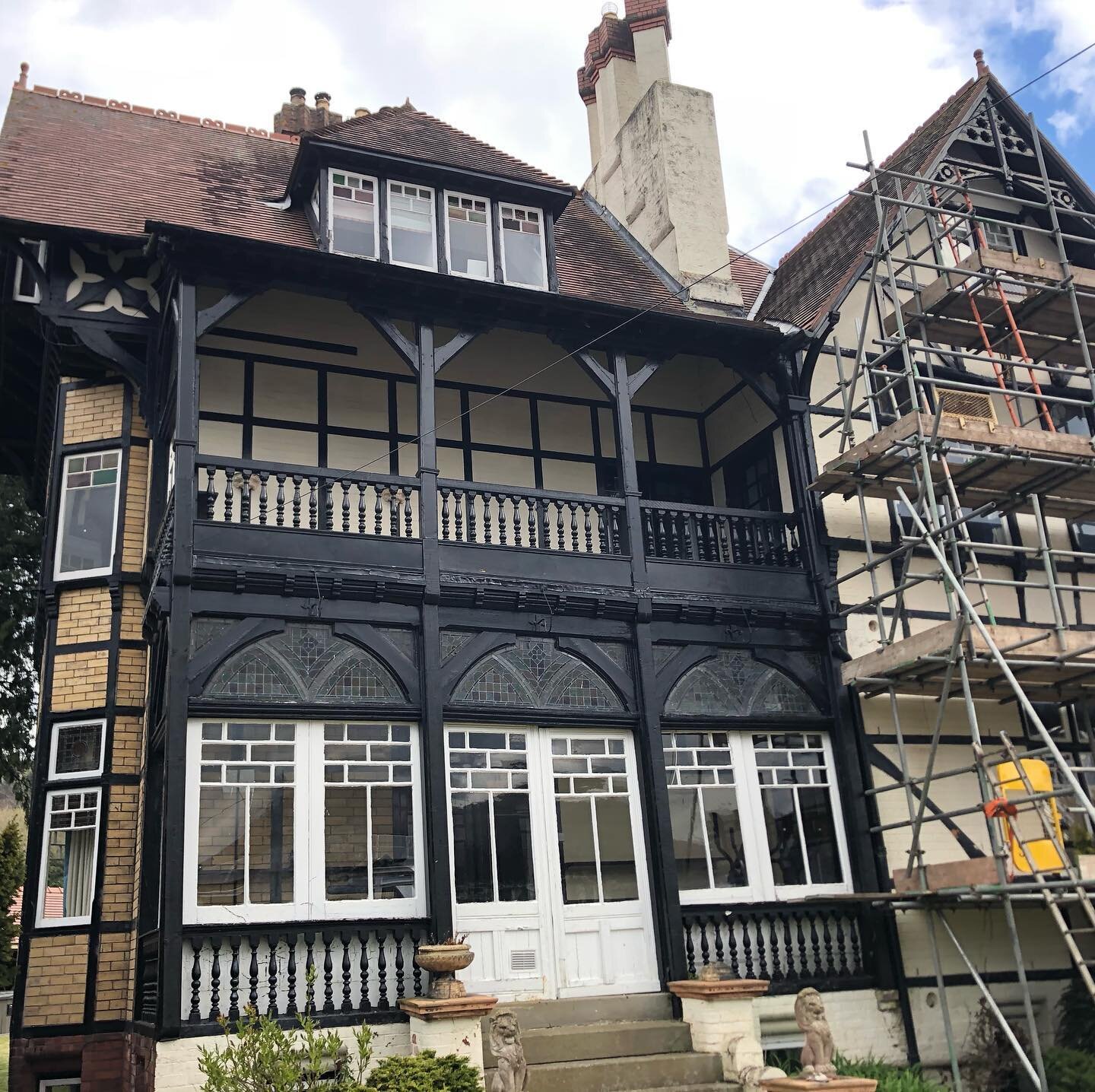 Such an exciting, unusual and challenging property visited this afternoon. More thorough structural investigation needed to work out how best to repair this beautiful grade II listed Victorian house. #listedbuilding #mocktudor #structuralengineering
