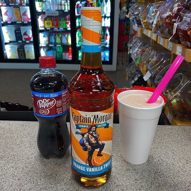 Captain Morgan - orange vanilla twist!🍊 -try it with our orange dreamsicle frozen drink OR you can never go wrong with some regular ol&rsquo; Dr. Pepper!