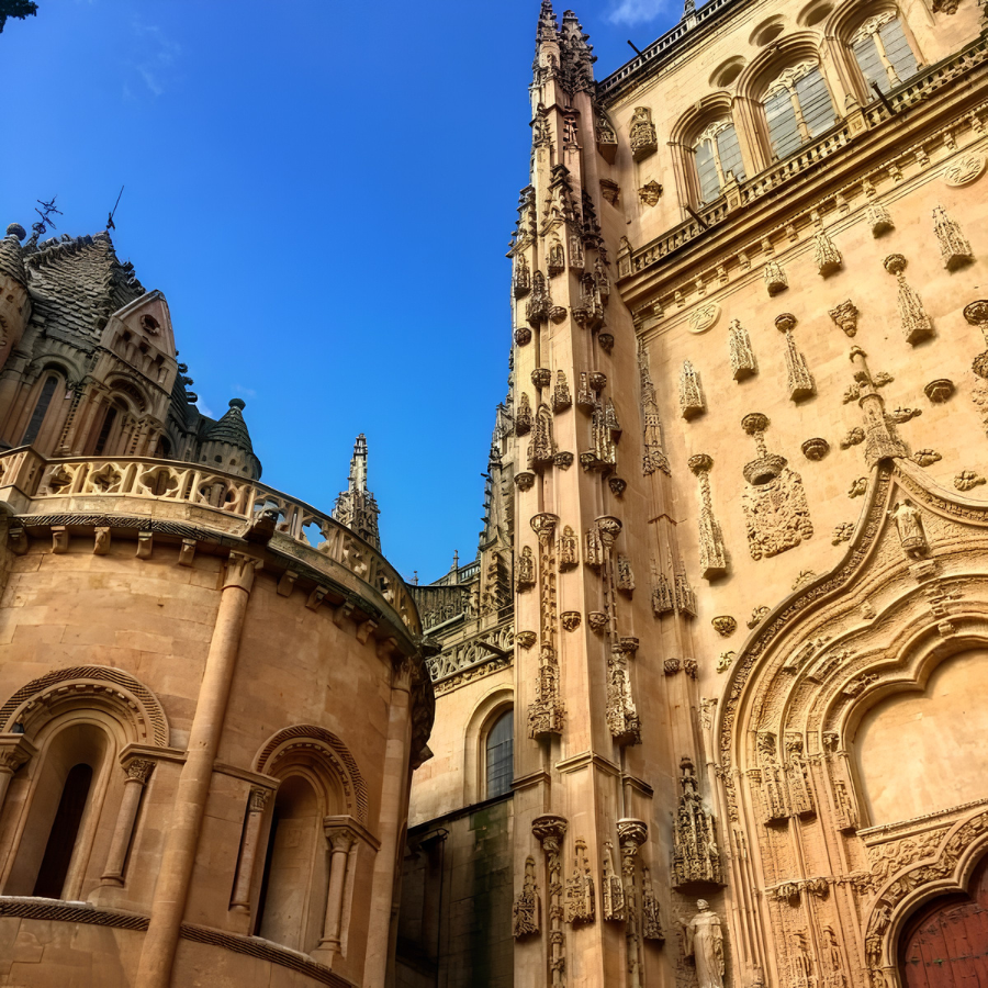 Plateresque facade in Salamanca, truly unique architecture of Spain less Traveled.