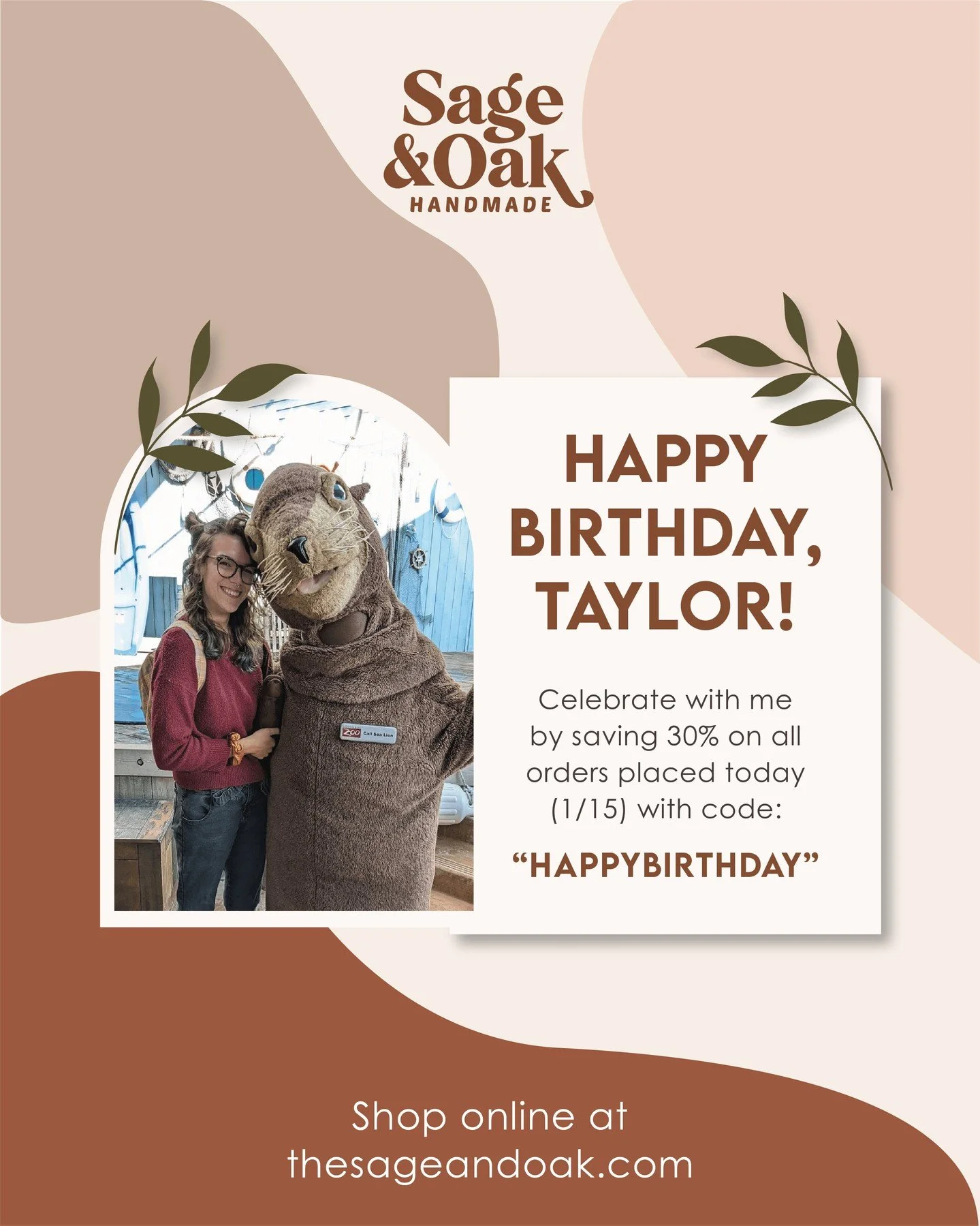 It's my birthday! Want to celebrate with me? Save 30% on all orders placed today (1/15)! 🎉 

Use promo code "HAPPYBIRTHDAY" at checkout and 30% will be taken off your total. 🥰

Thanks in advance for all the birthday wishes today! ❤️