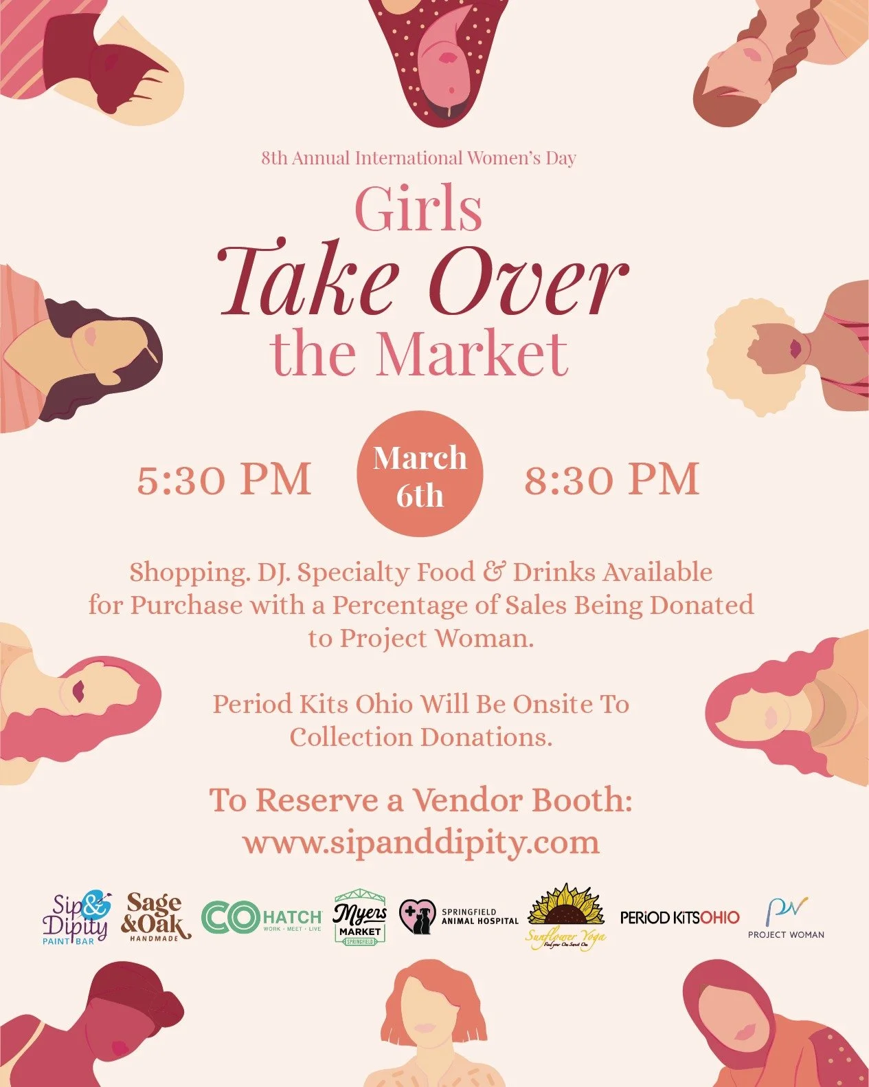 The 8th Annual International Women&rsquo;s Day celebration is tomorrow! 🎉

Join the celebration at Myers Market in downtown Springfield, Ohio tomorrow from 5:30&ndash;8:30 PM for an evening supporting and uplifting the women in our community. ❤️

I 