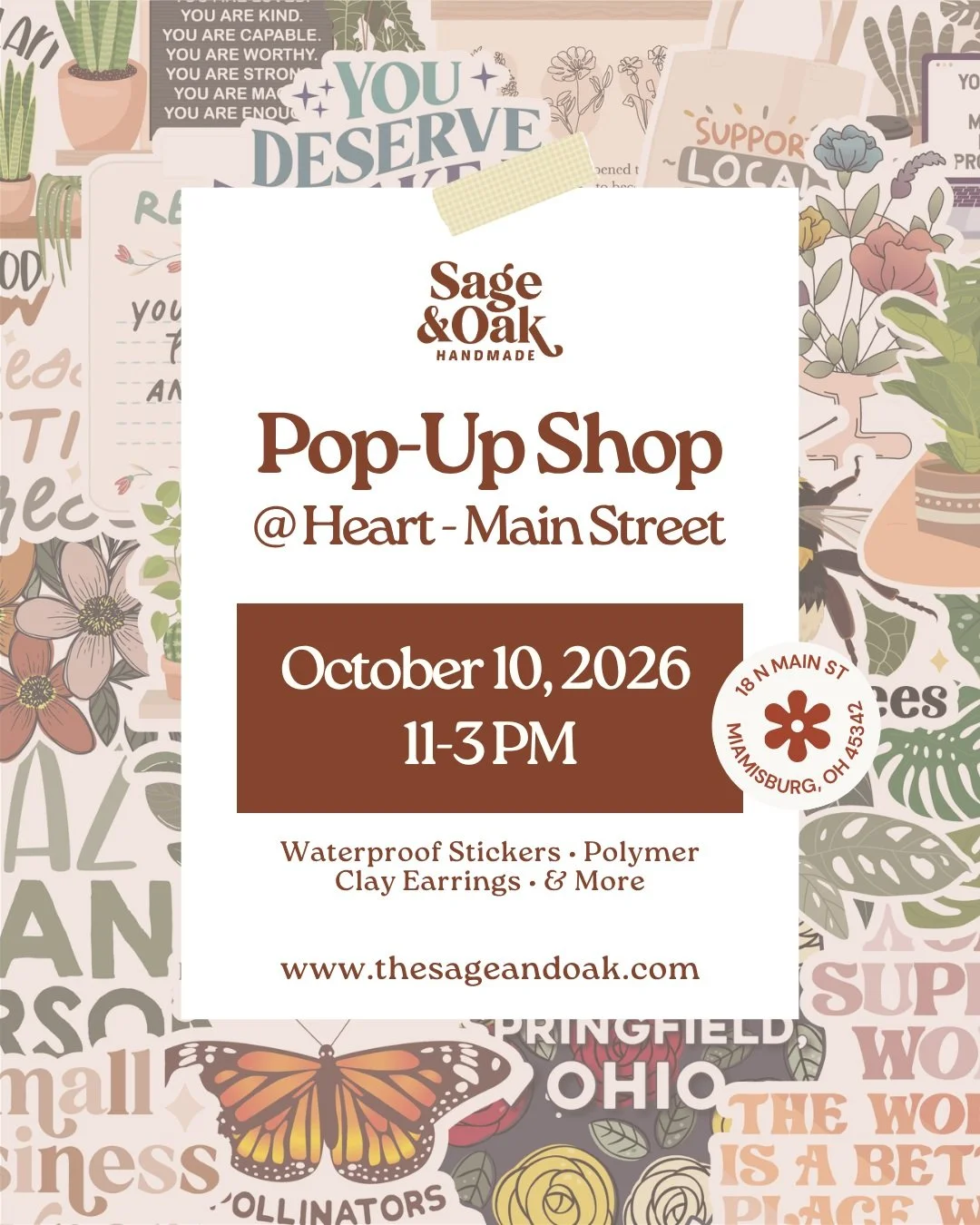 Dayton friends! We're having a pop up shop at @heartmainstreet on October 10 from 11AM-3PM (or longer, we'll update more day of) and we are SO excited!! ❤️

We'll have a small selection of our handmade polymer clay earrings (including our Fall/Hallow
